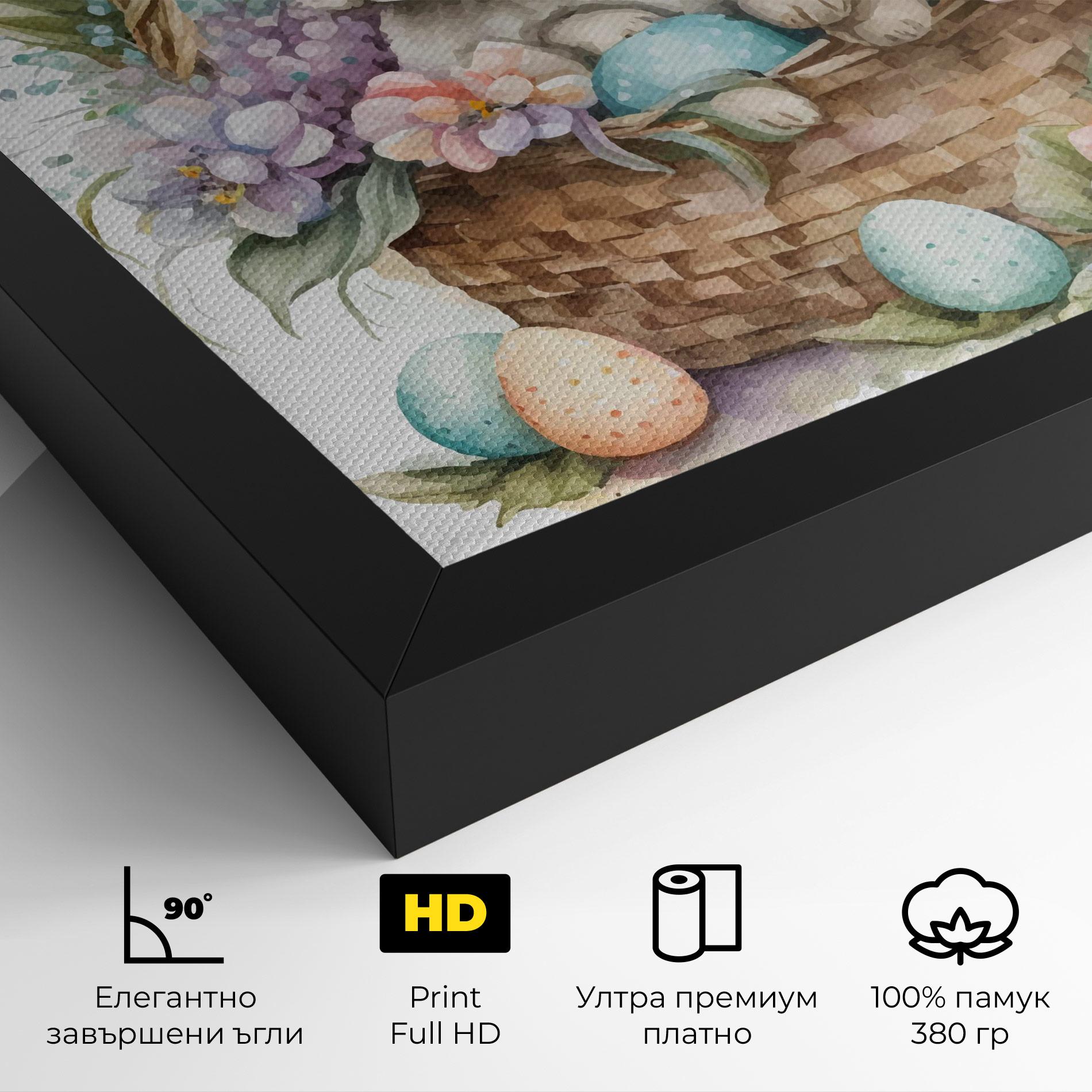 Картина на платно Cute Bunny In Basket mockup 4