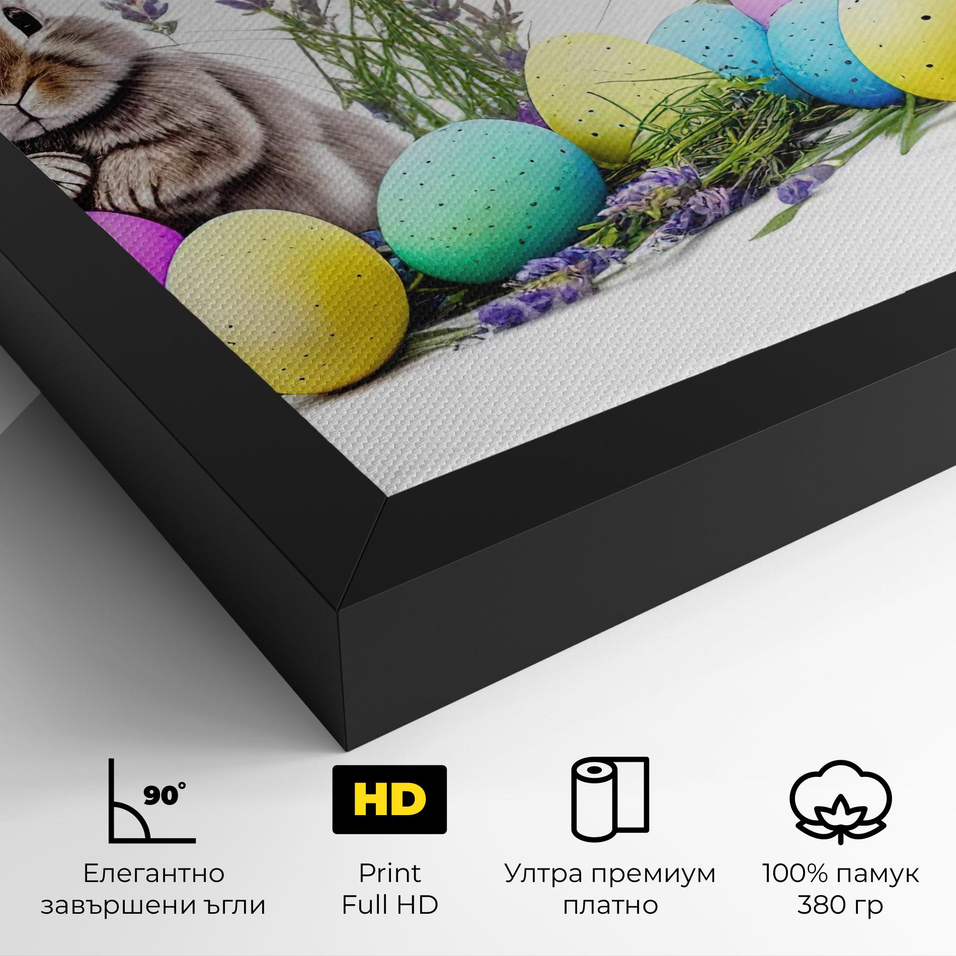 Картина на платно Flowers Easter Bunny mockup 4