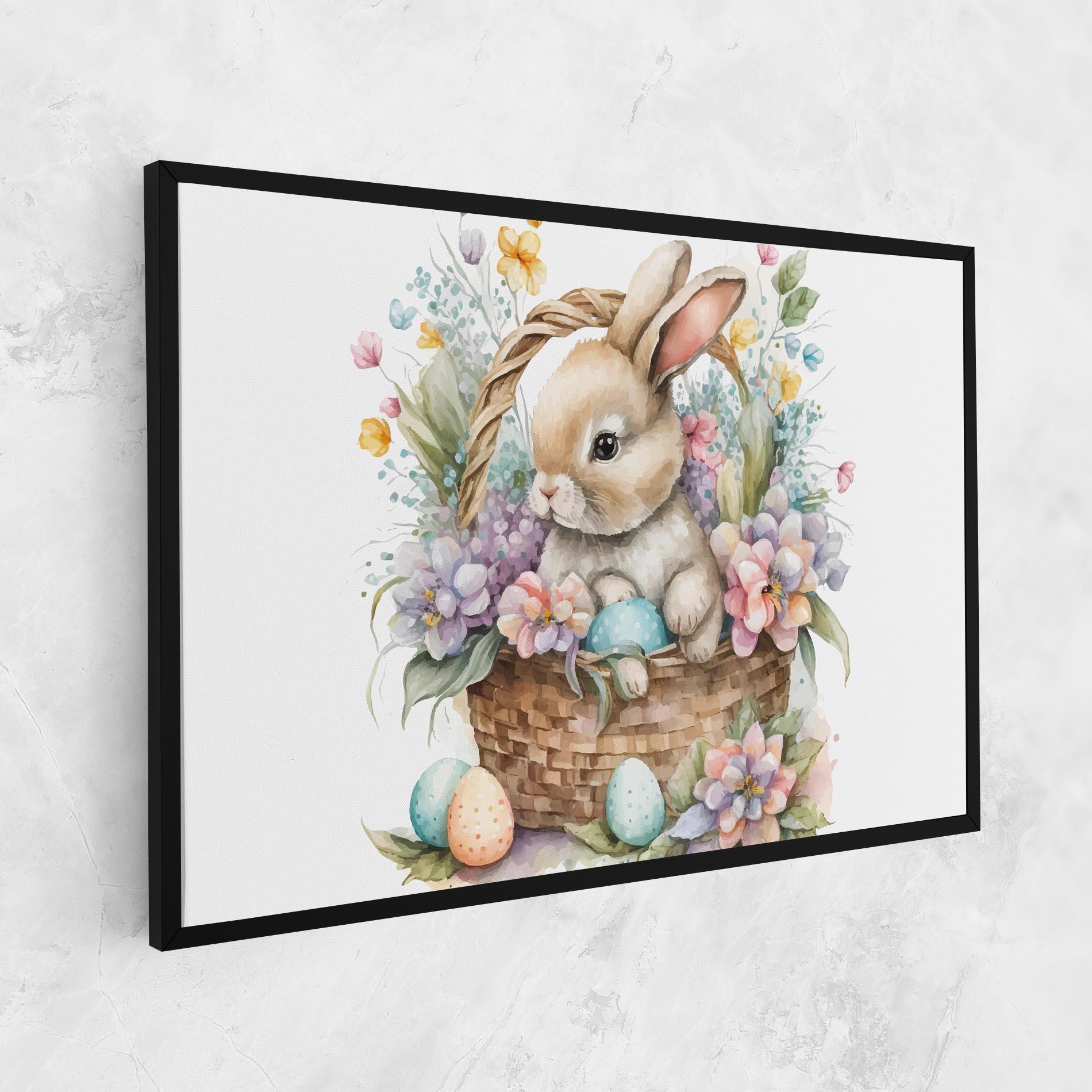 Картина на платно Cute Bunny In Basket mockup 1