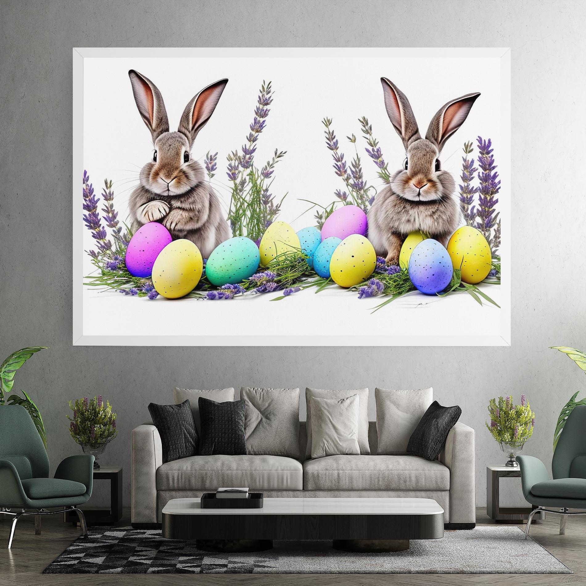 Картина на платно Flowers Easter Bunny mockup 7