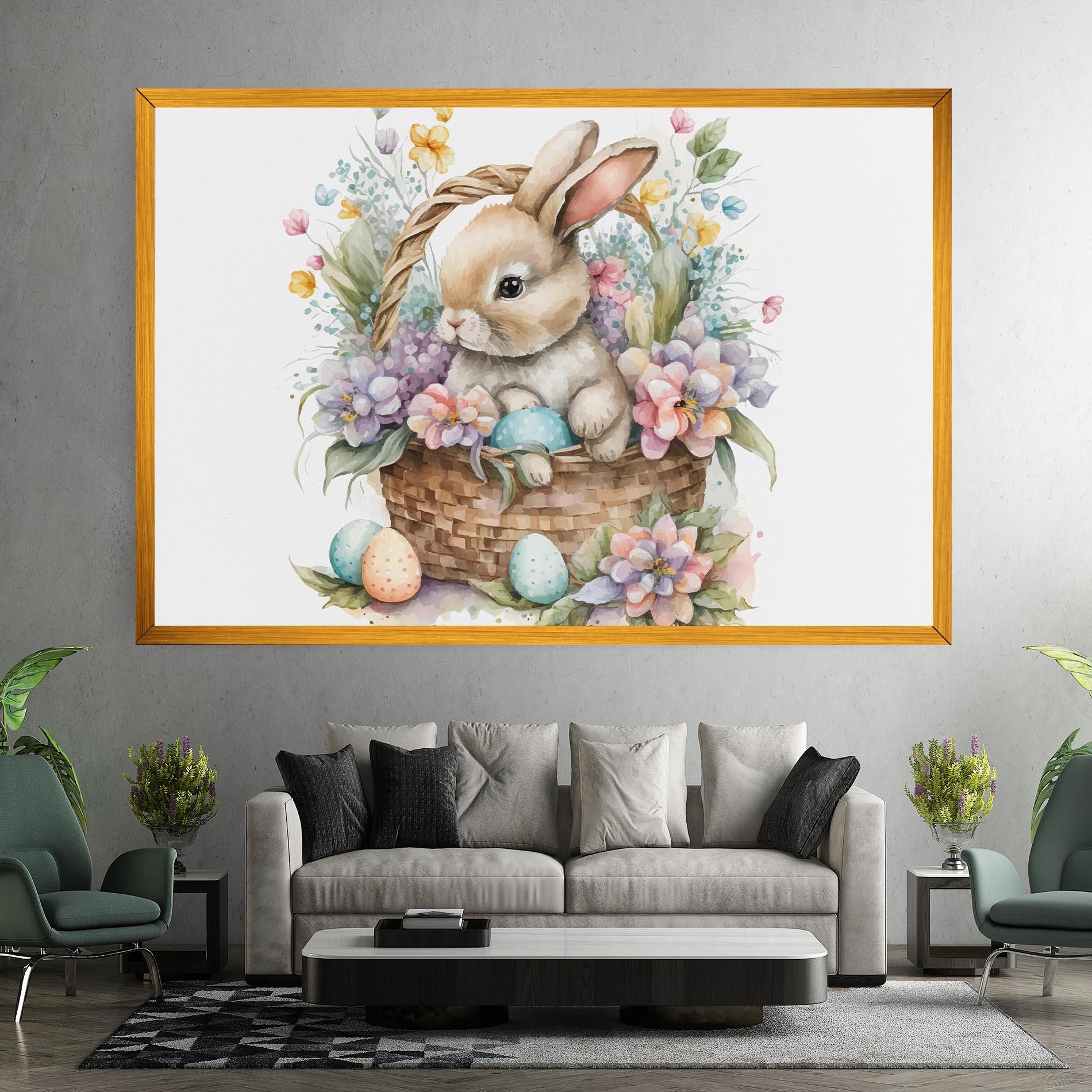 Картина на платно Cute Bunny In Basket mockup 7