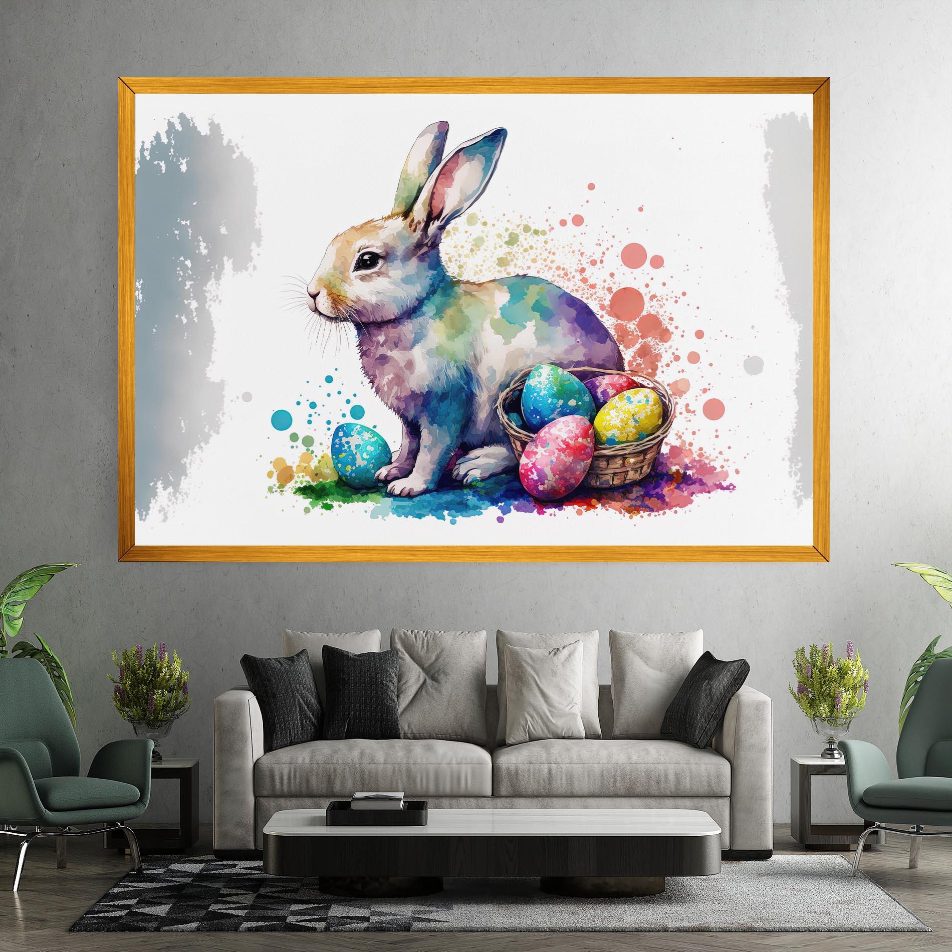 Картина на платно Easter Bunny Watercolor mockup 7