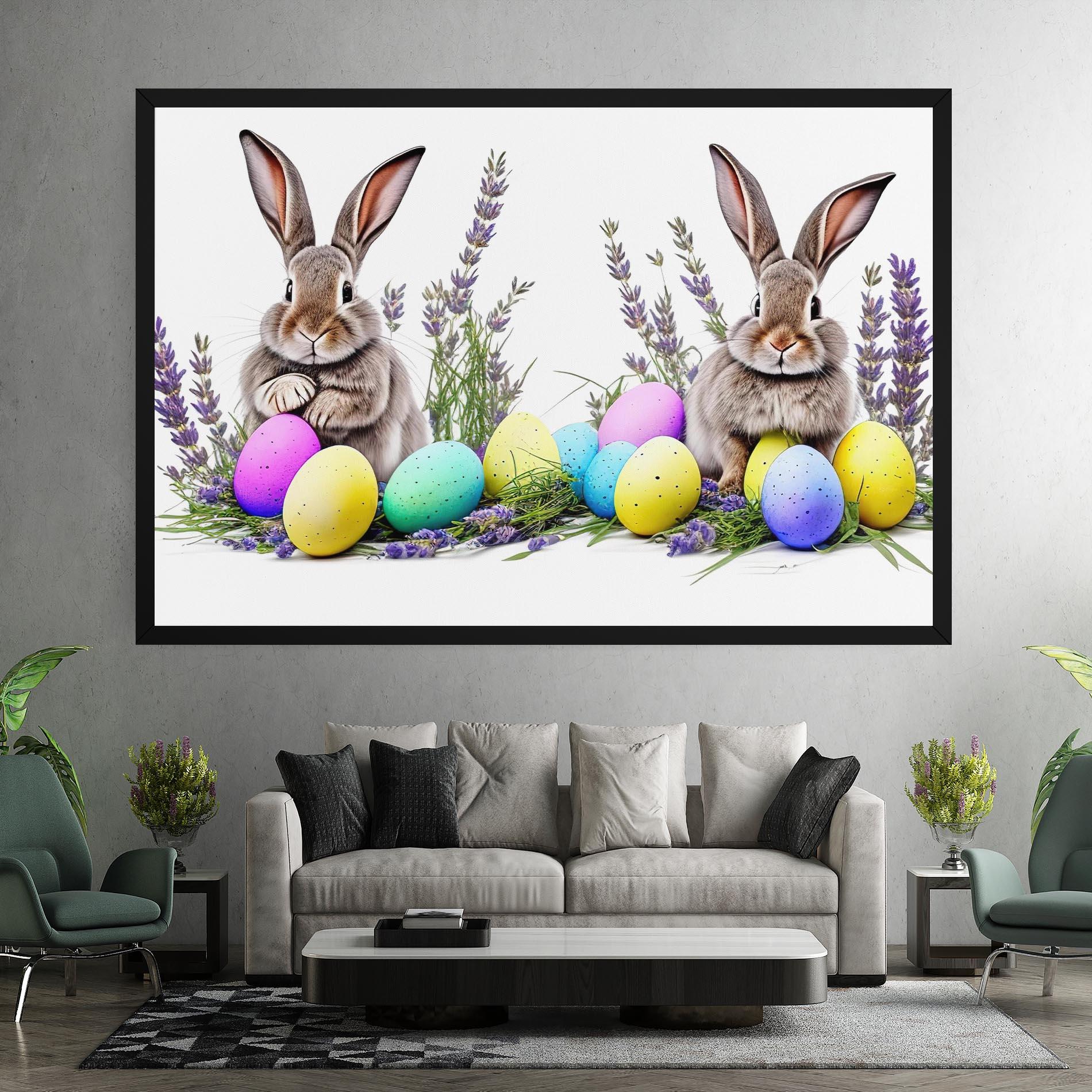 Картина на платно Flowers Easter Bunny mockup 7