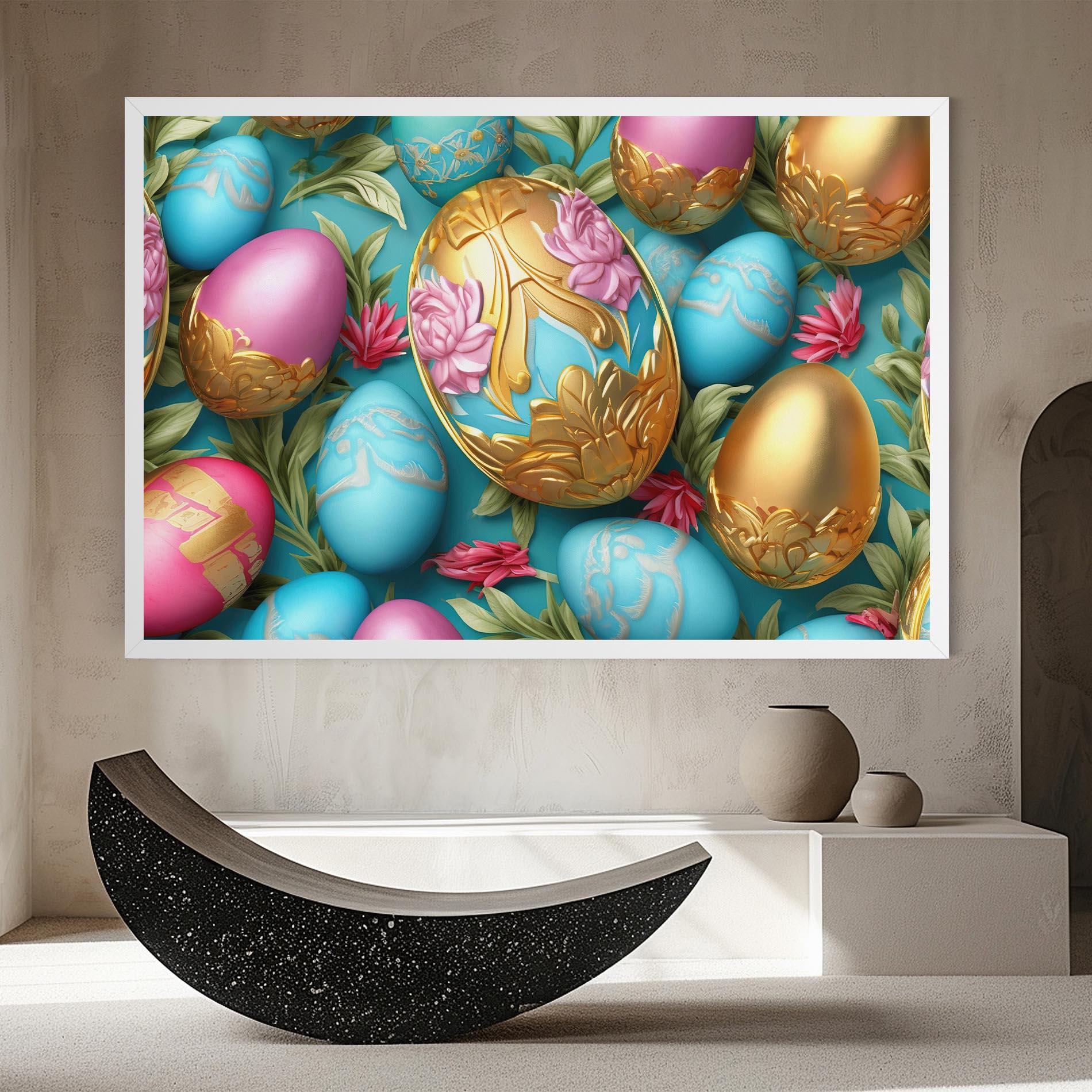 Картина на платно Blue Pink Easter Egs mockup 8