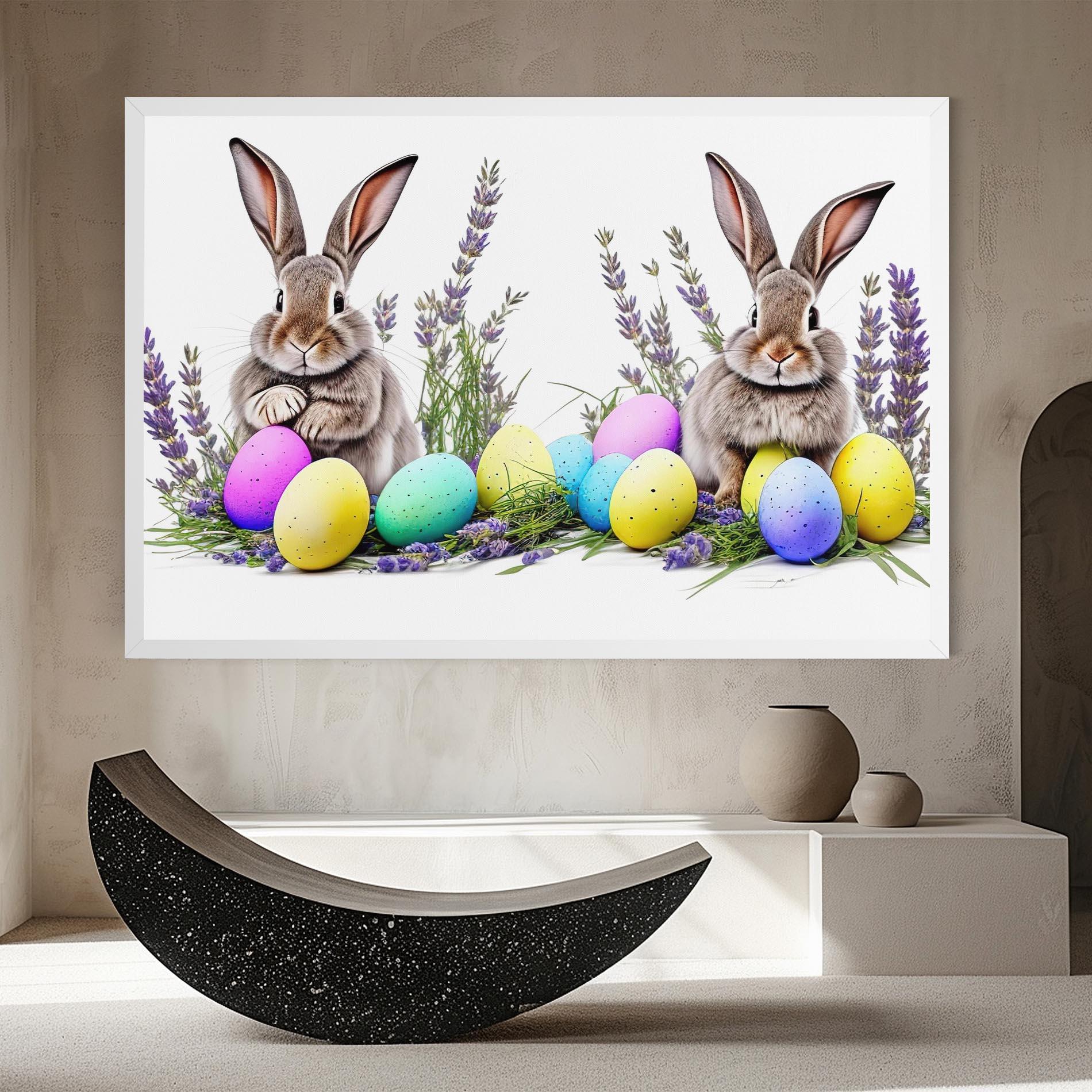 Картина на платно Flowers Easter Bunny mockup 8