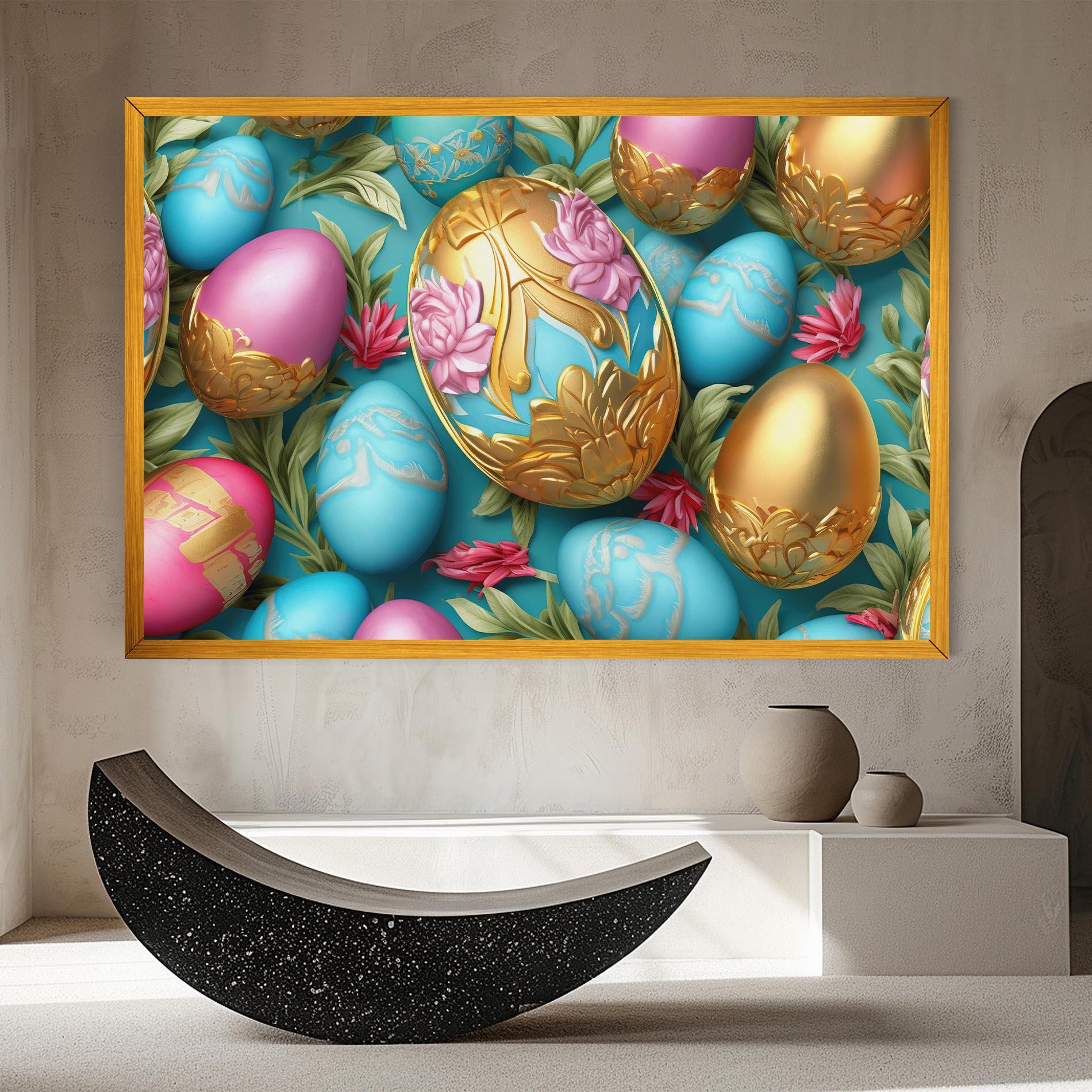 Картина на платно Blue Pink Easter Egs mockup 8