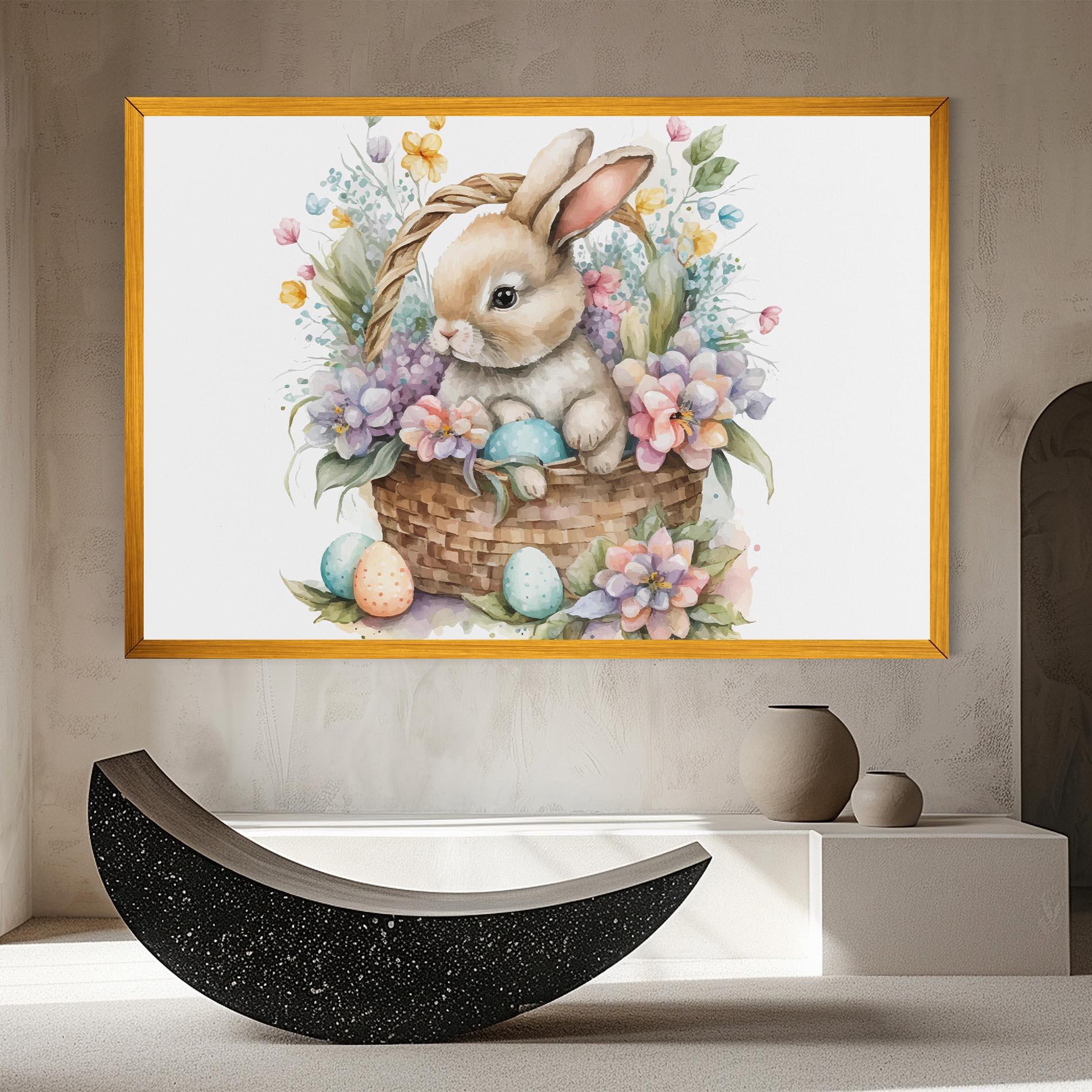 Картина на платно Cute Bunny In Basket mockup 8