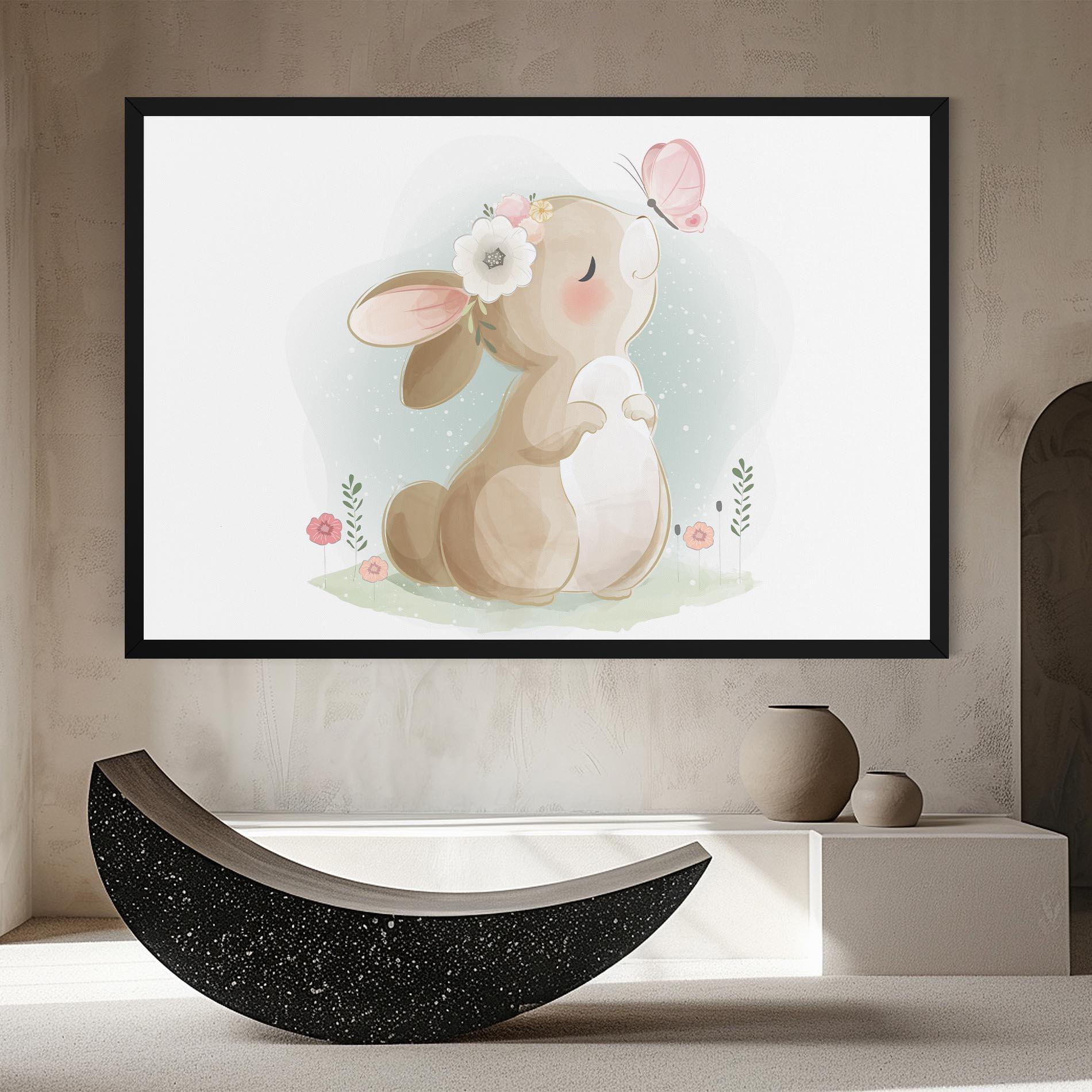 Картина на платно Butterfly On Bunny Nose mockup 8
