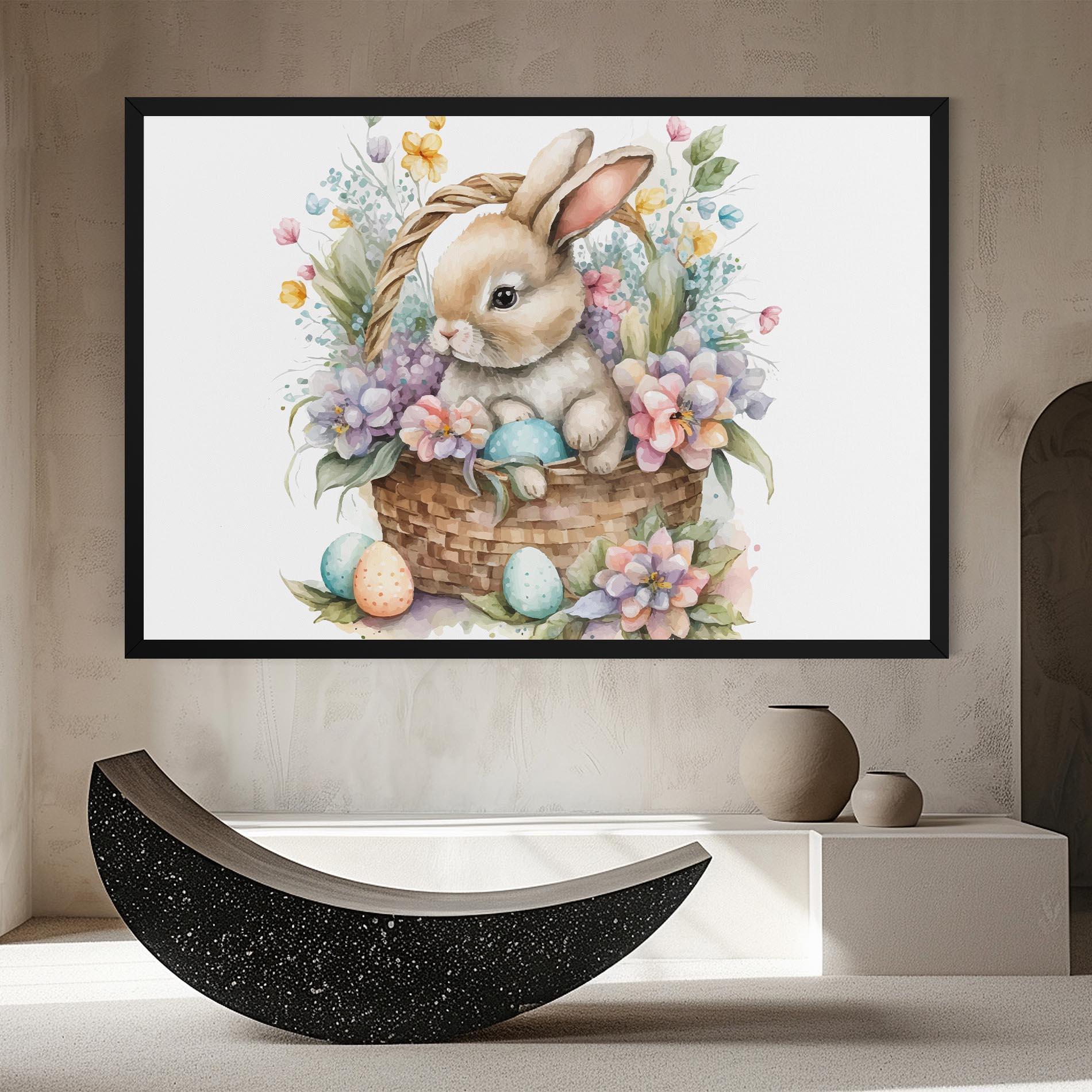 Картина на платно Cute Bunny In Basket mockup 8