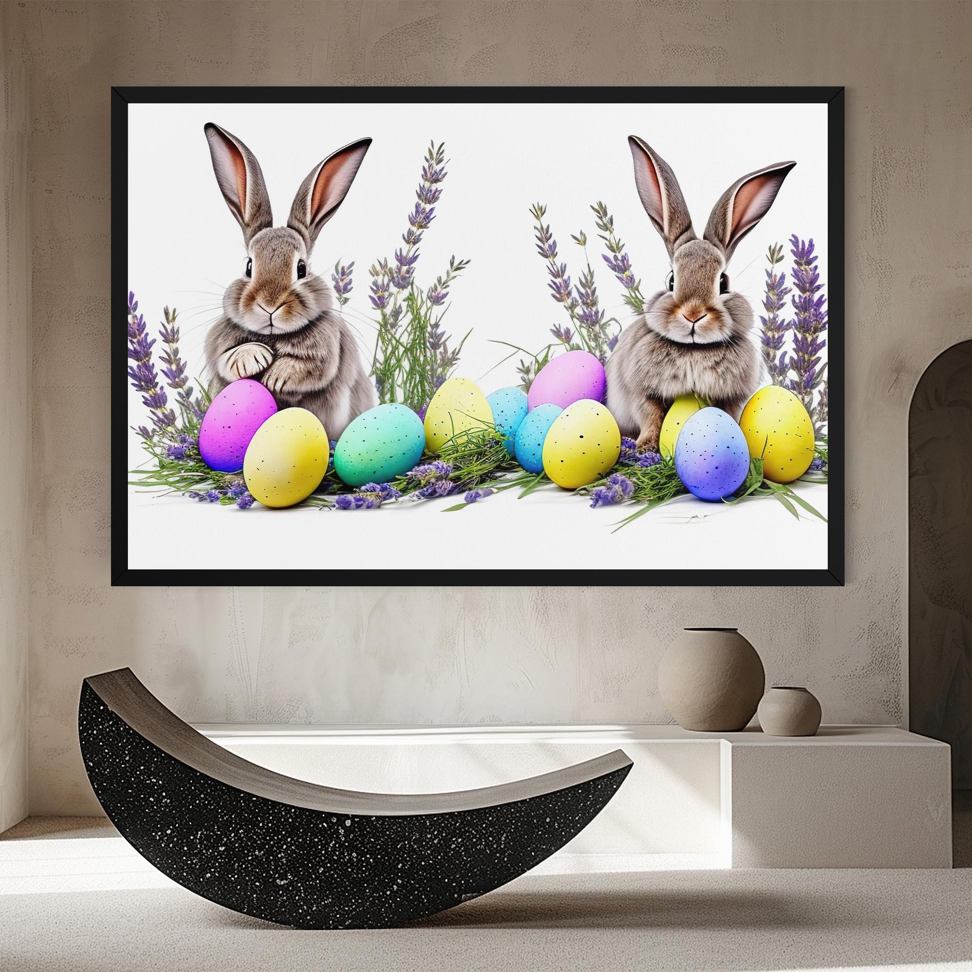 Картина на платно Flowers Easter Bunny mockup 8