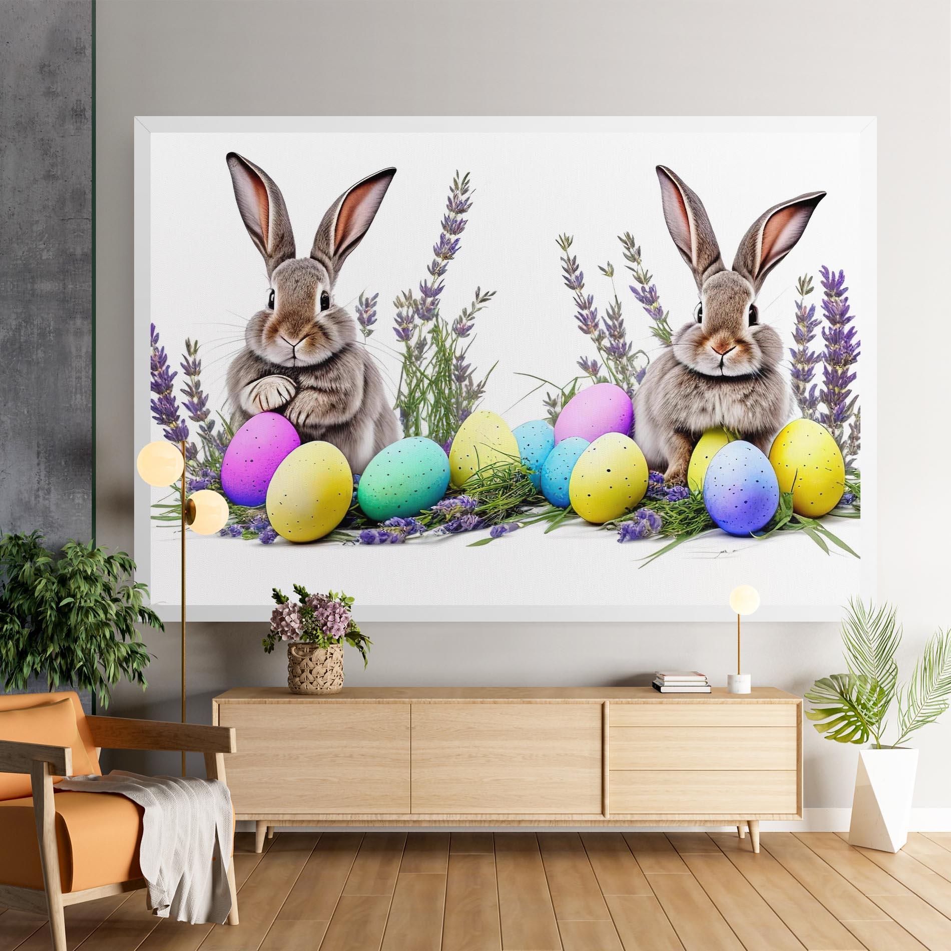 Картина на платно Flowers Easter Bunny mockup 9