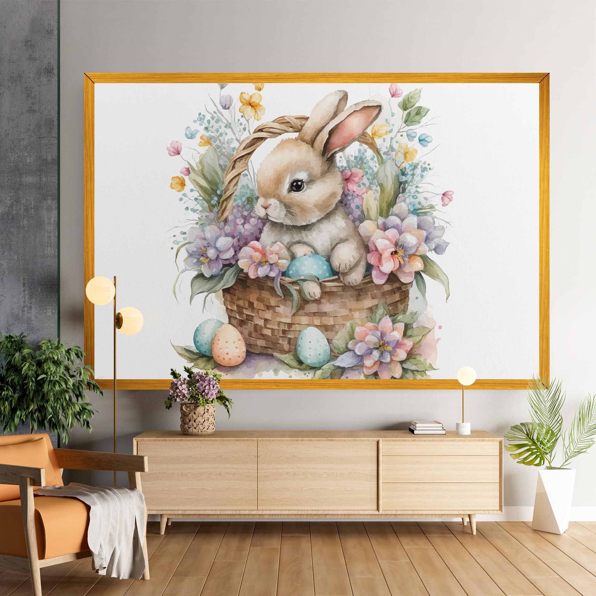 Cute Bunny In Basket mockup 9