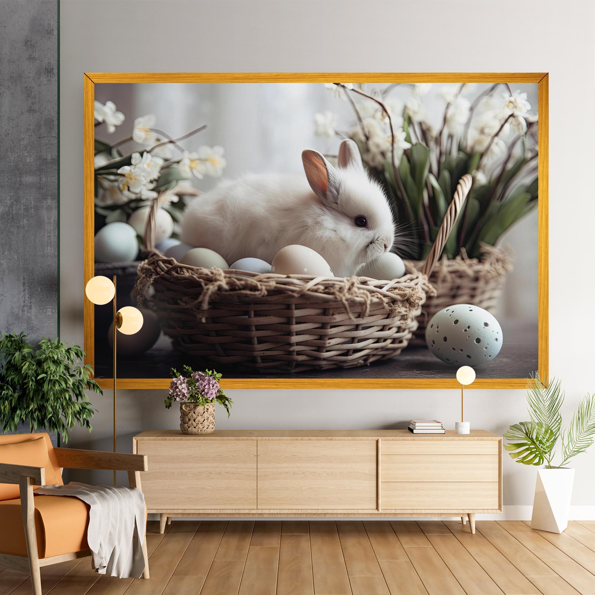 Картина на платно Cute White Easter Eggs mockup 9