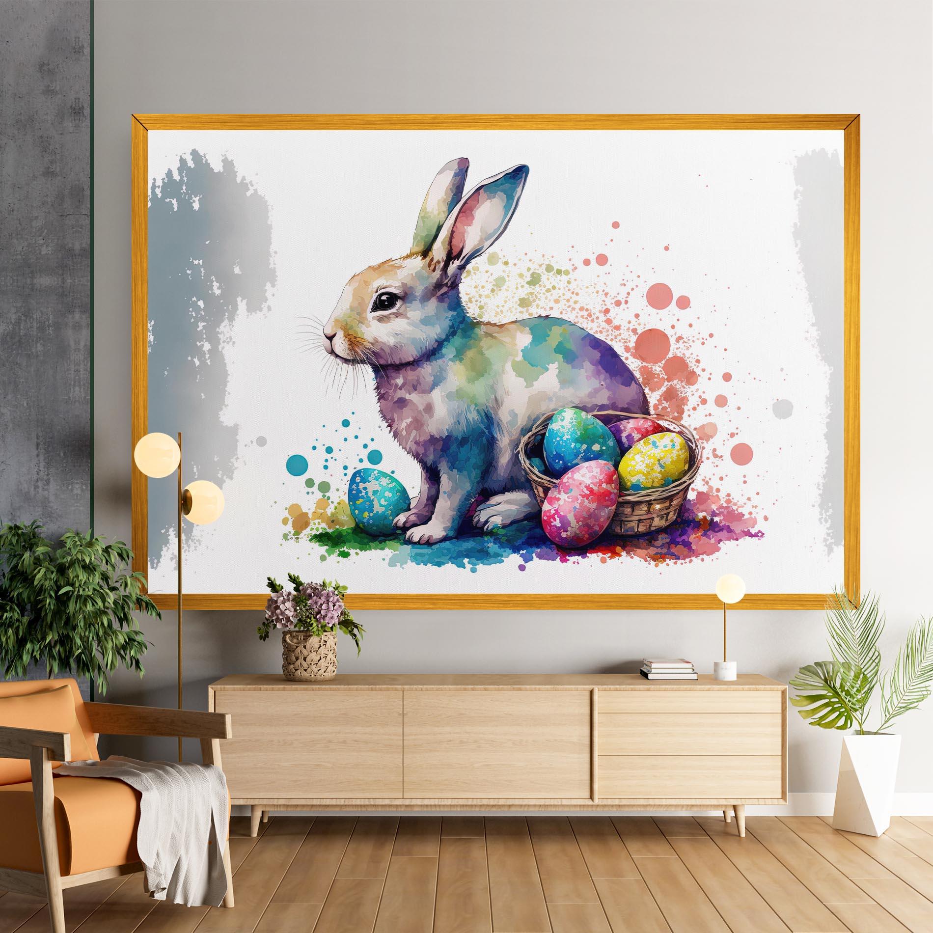 Картина на платно Easter Bunny Watercolor mockup 9