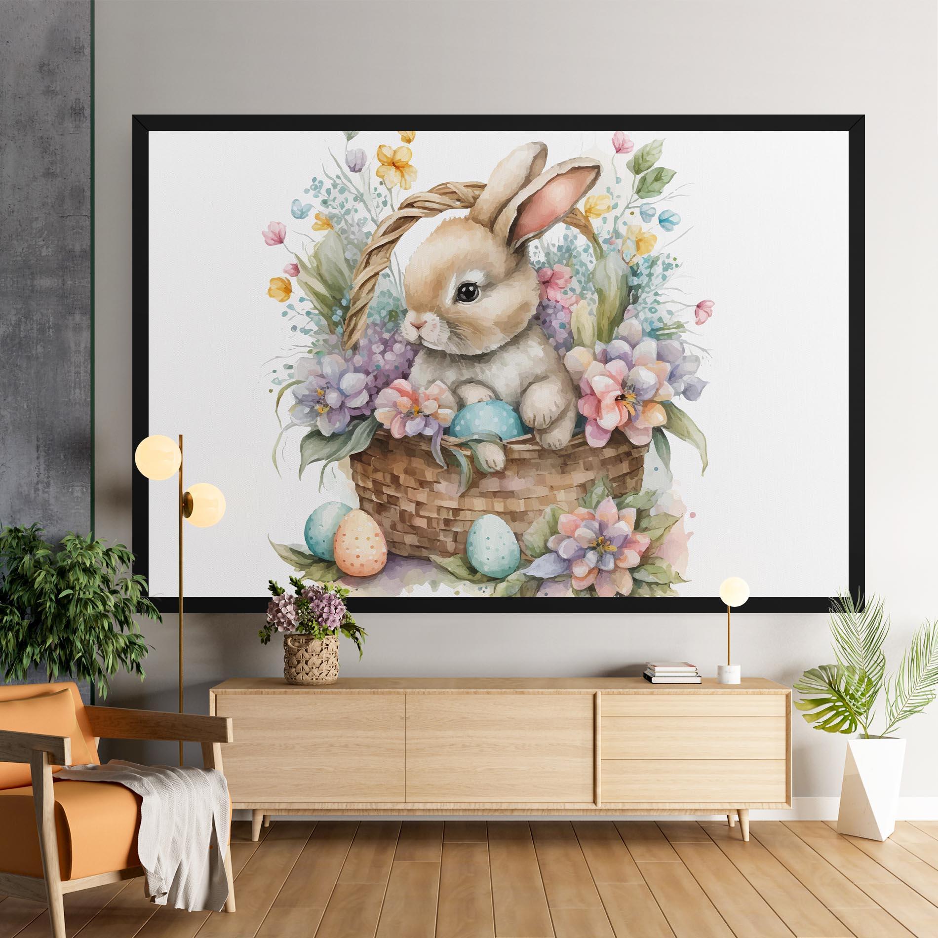 Картина на платно Cute Bunny In Basket mockup 9