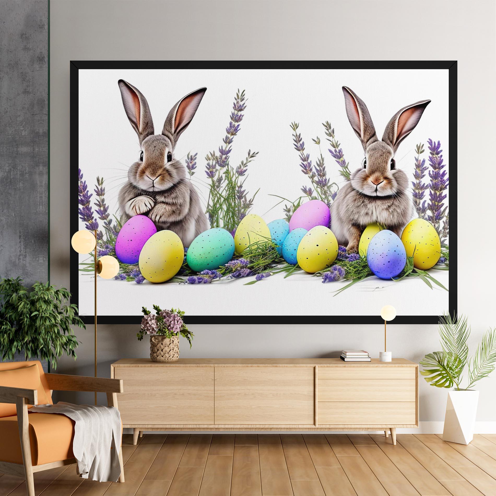 Картина на платно Flowers Easter Bunny mockup 9