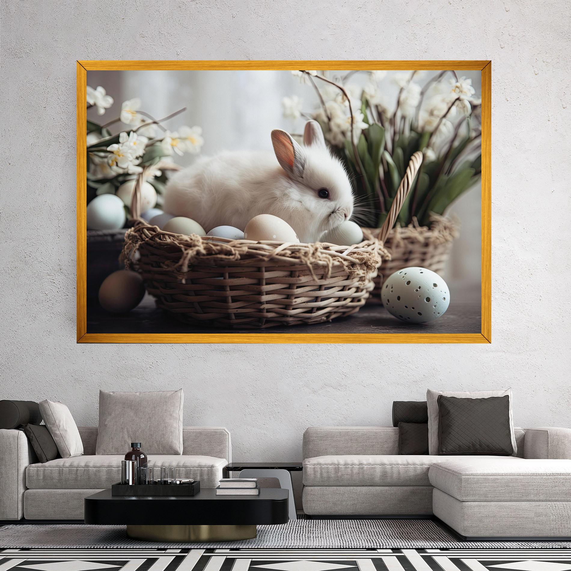 Картина на платно Cute White Easter Eggs mockup 2