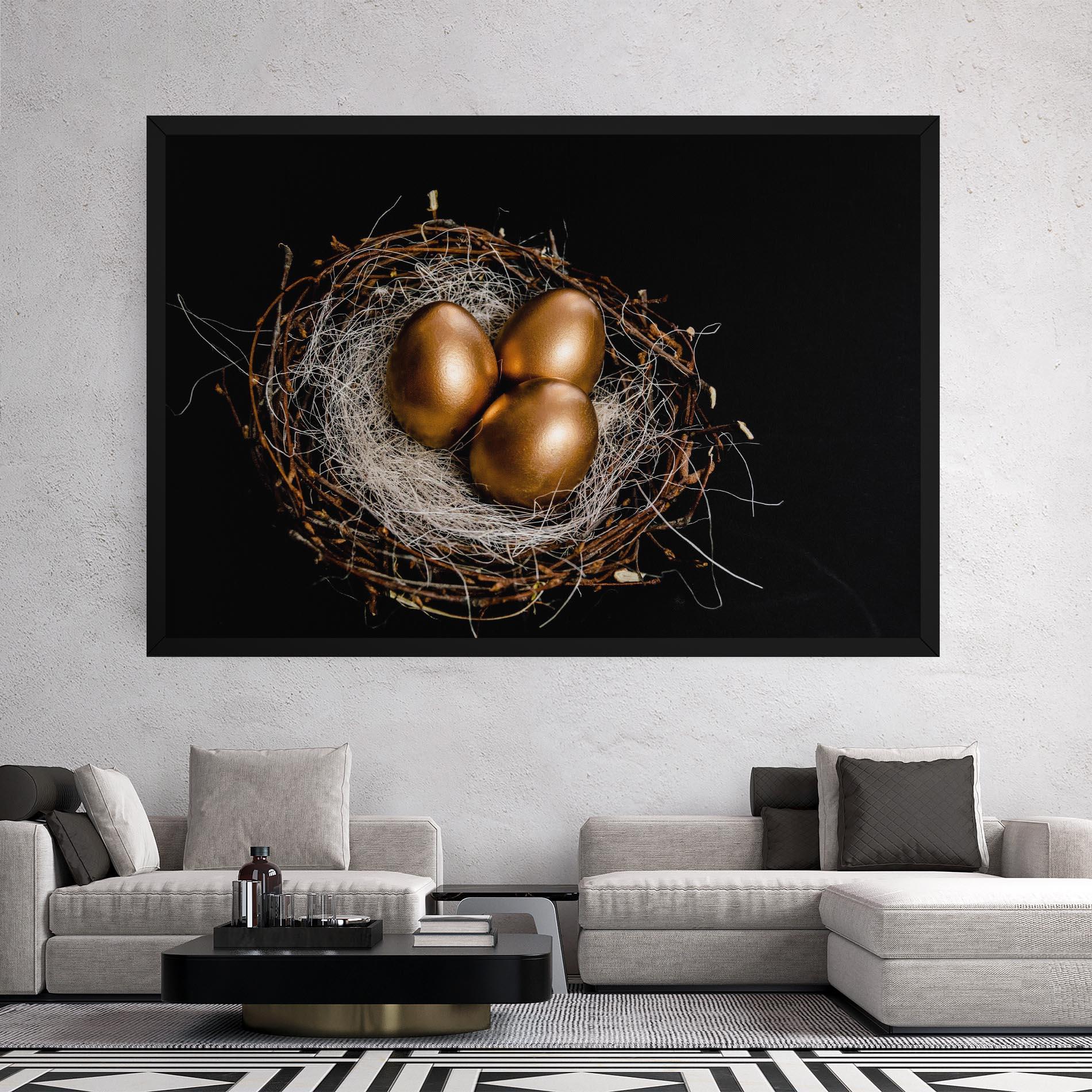 Картина на платно Pretty Golden Easter Eggs mockup 2