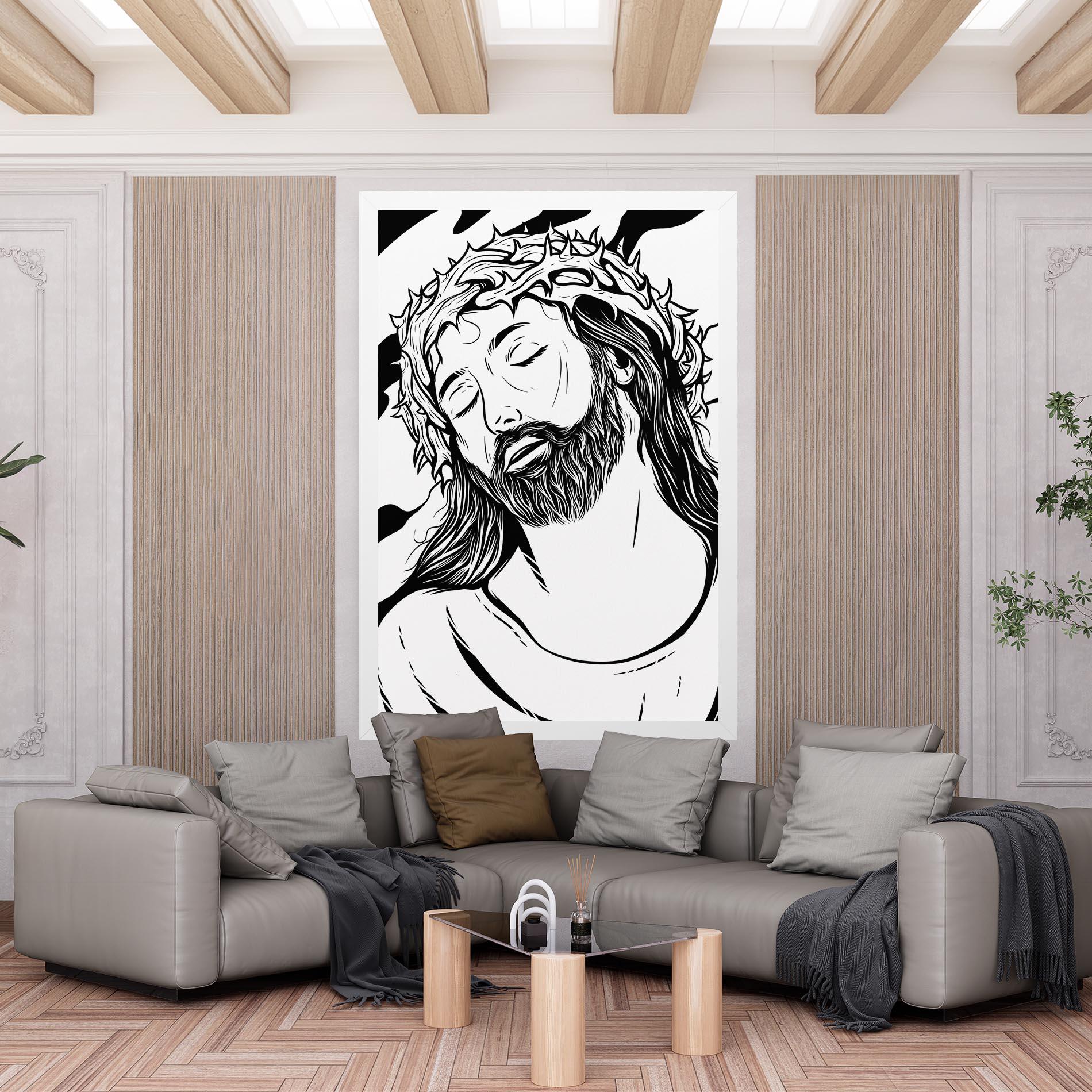 Картина на платно Black White Jesus mockup 6
