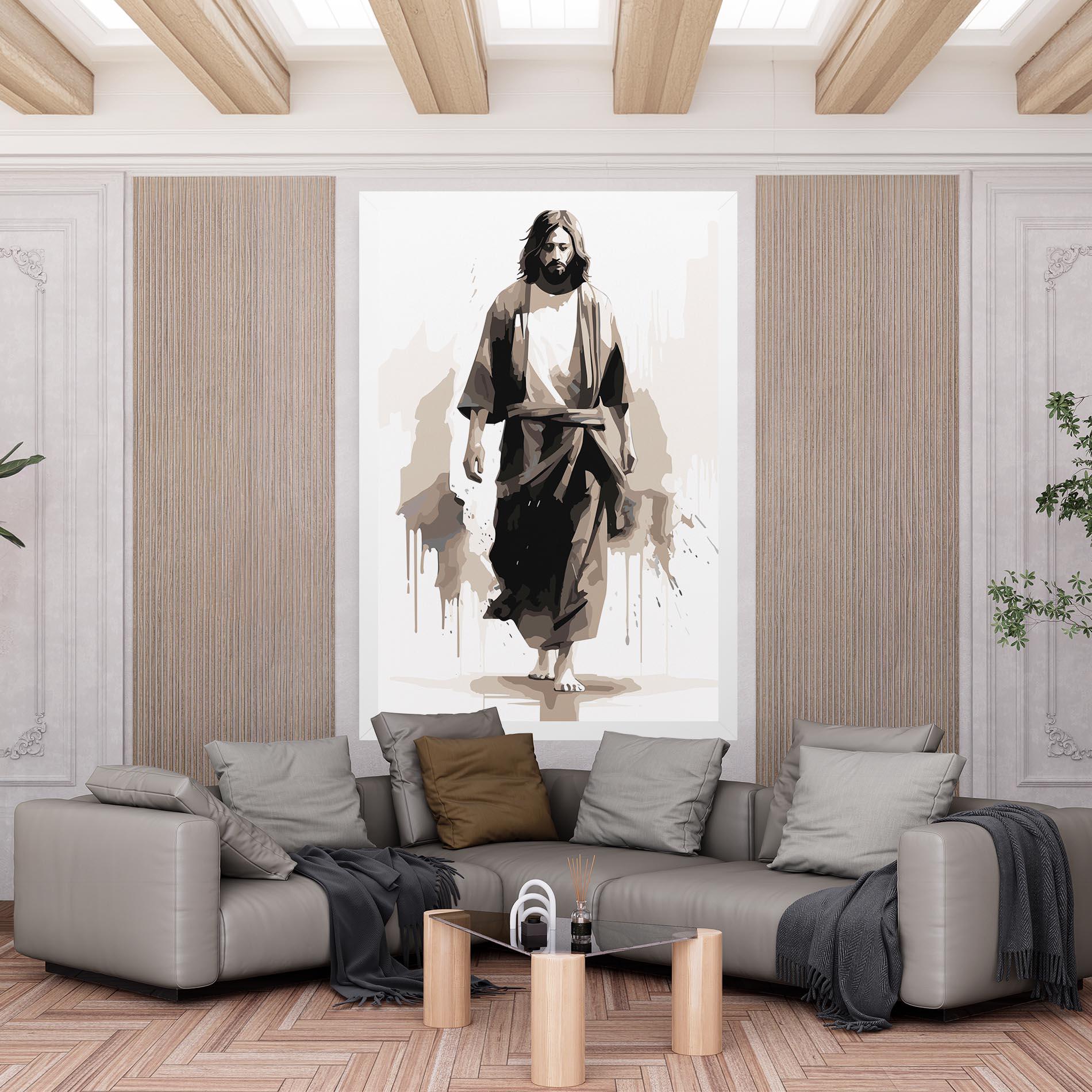 Картина на платно Cream Art Jesus mockup 6