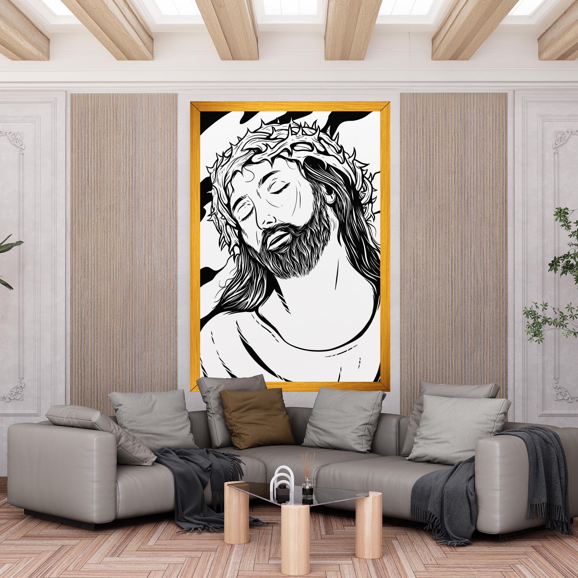 Картина на платно Black White Jesus mockup 6