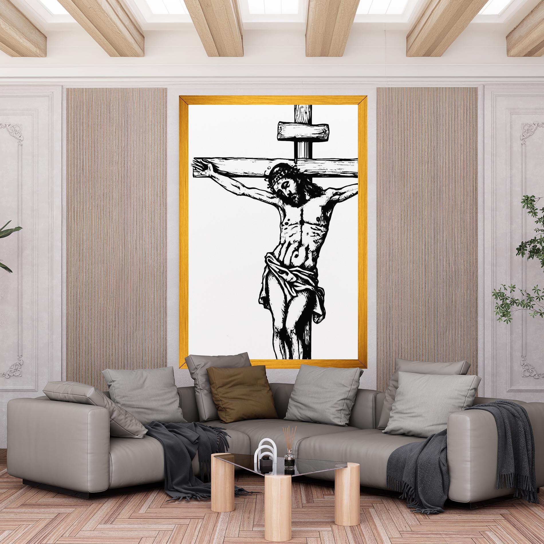 Картина на платно Jesus Black Line mockup 6