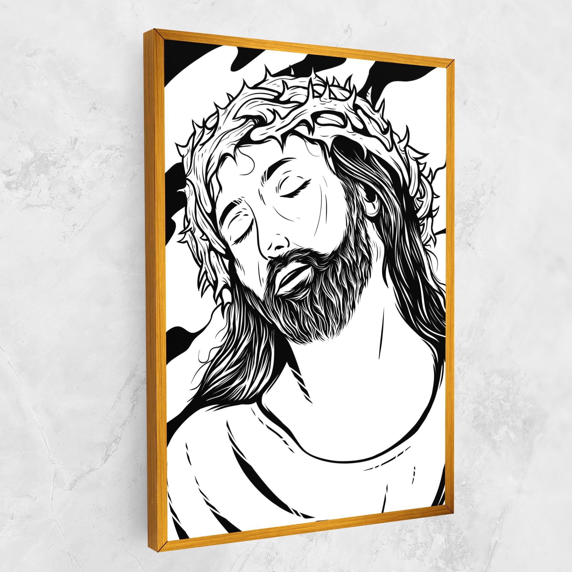 Картина на платно Black White Jesus mockup 1