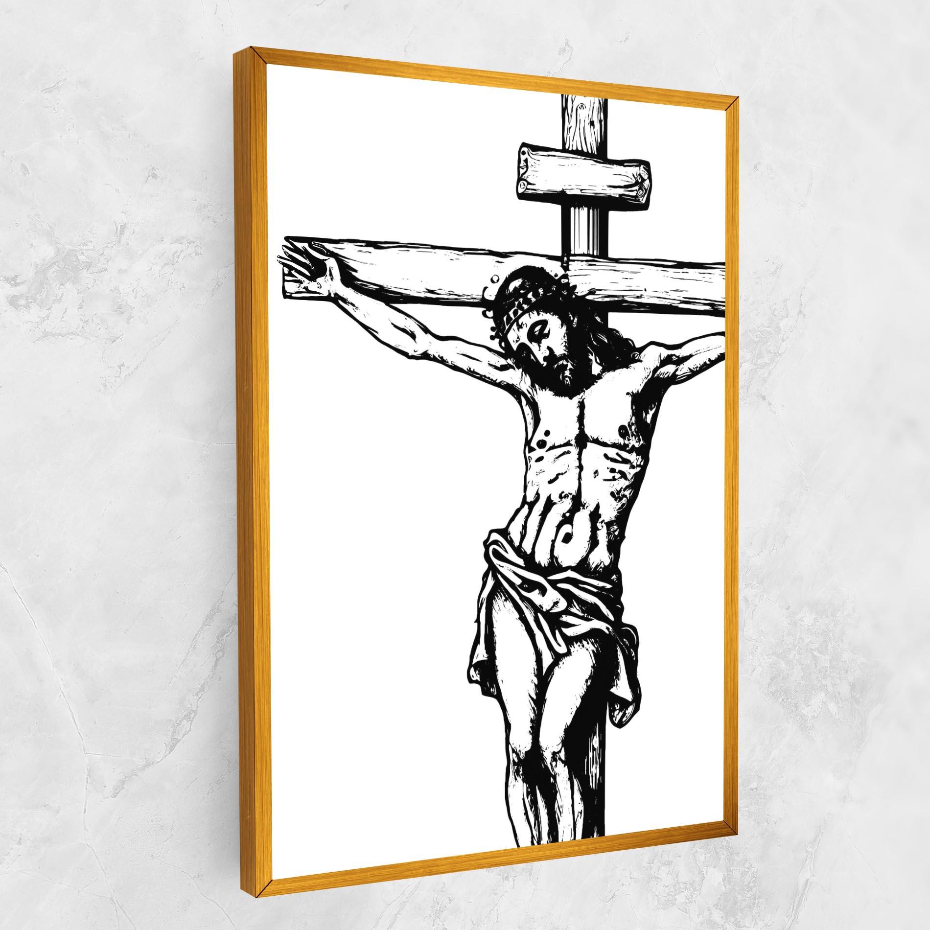 Картина на платно Jesus Black Line mockup 1