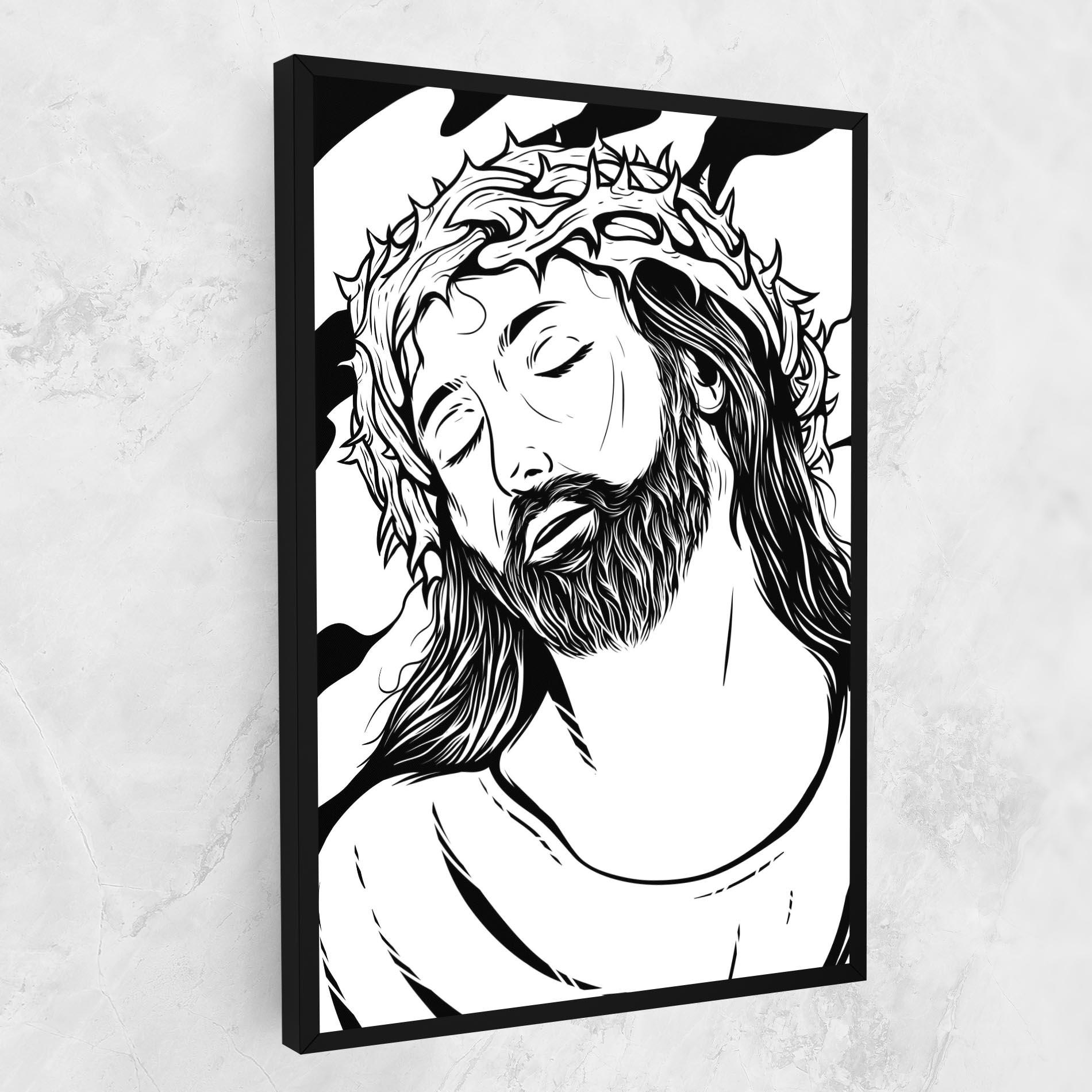Картина на платно Black White Jesus mockup 1