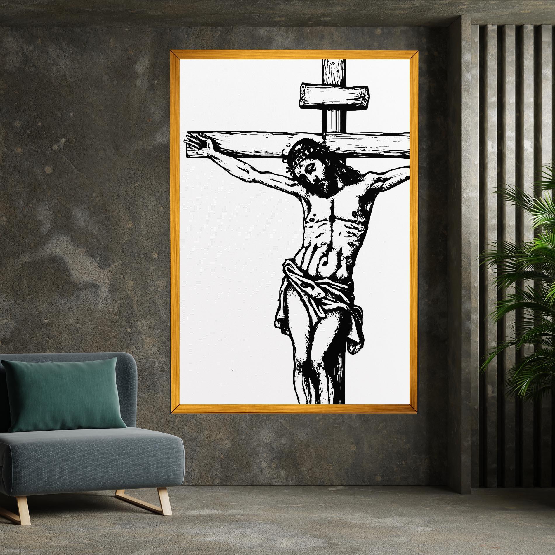 Картина на платно Jesus Black Line mockup 7