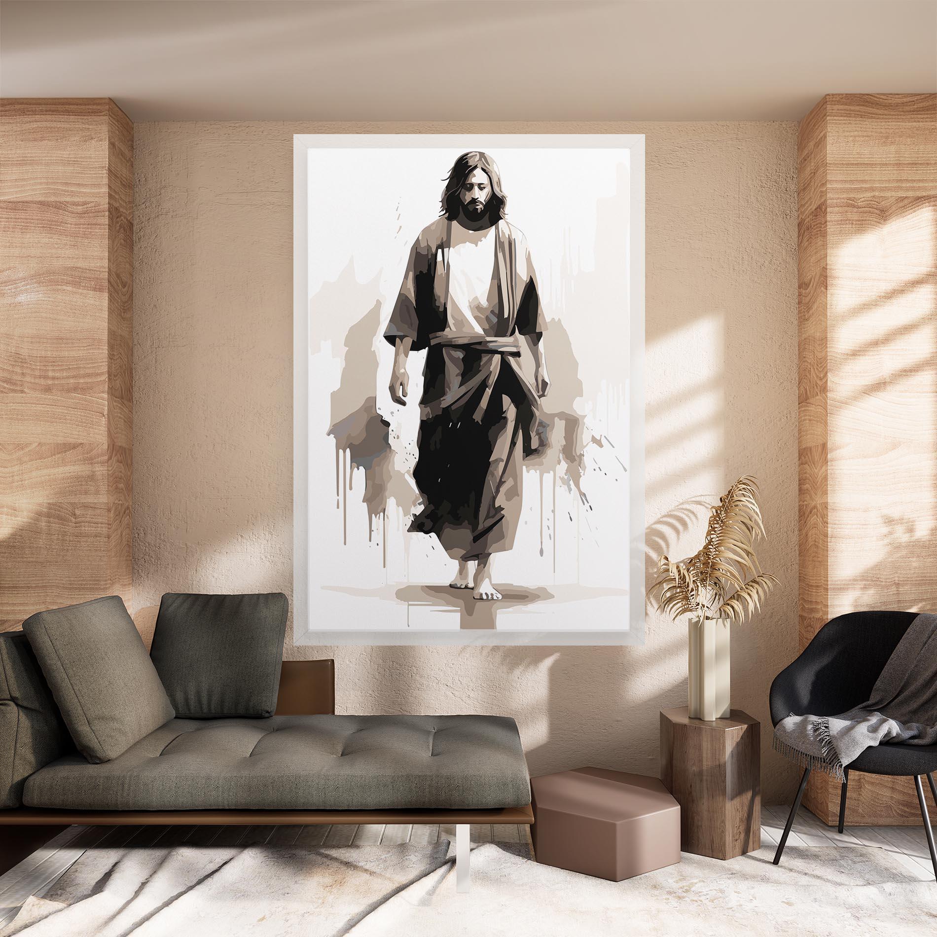 Картина на платно Cream Art Jesus mockup 8