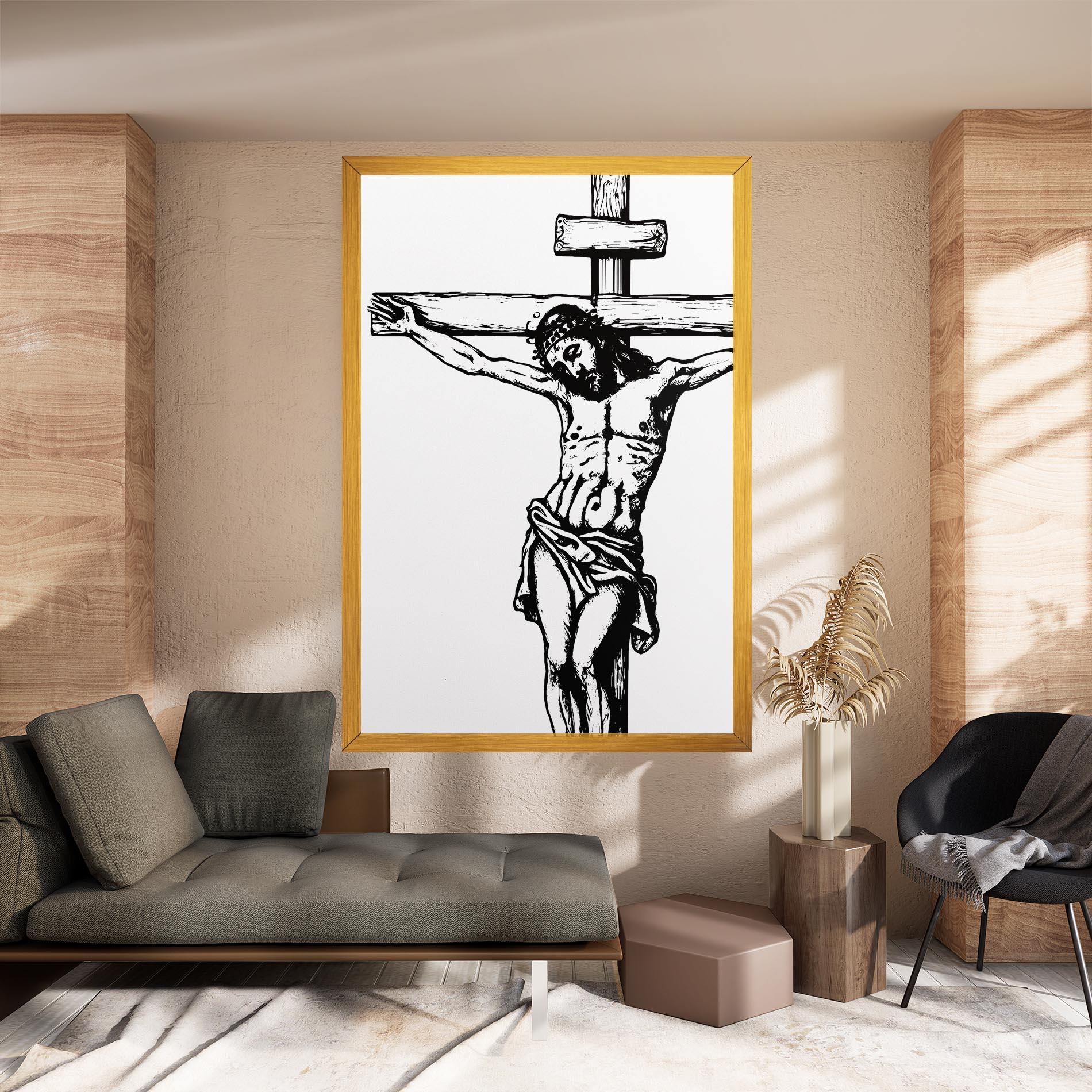 Картина на платно Jesus Black Line mockup 8