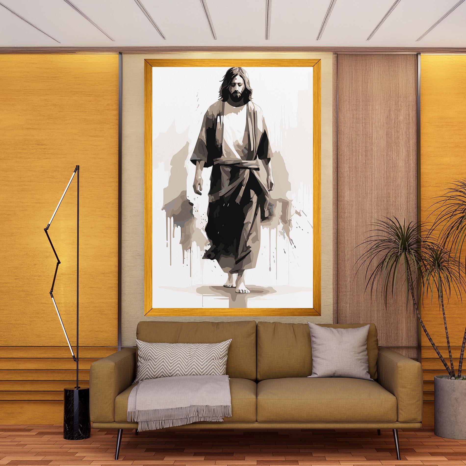 Картина на платно Cream Art Jesus mockup 9