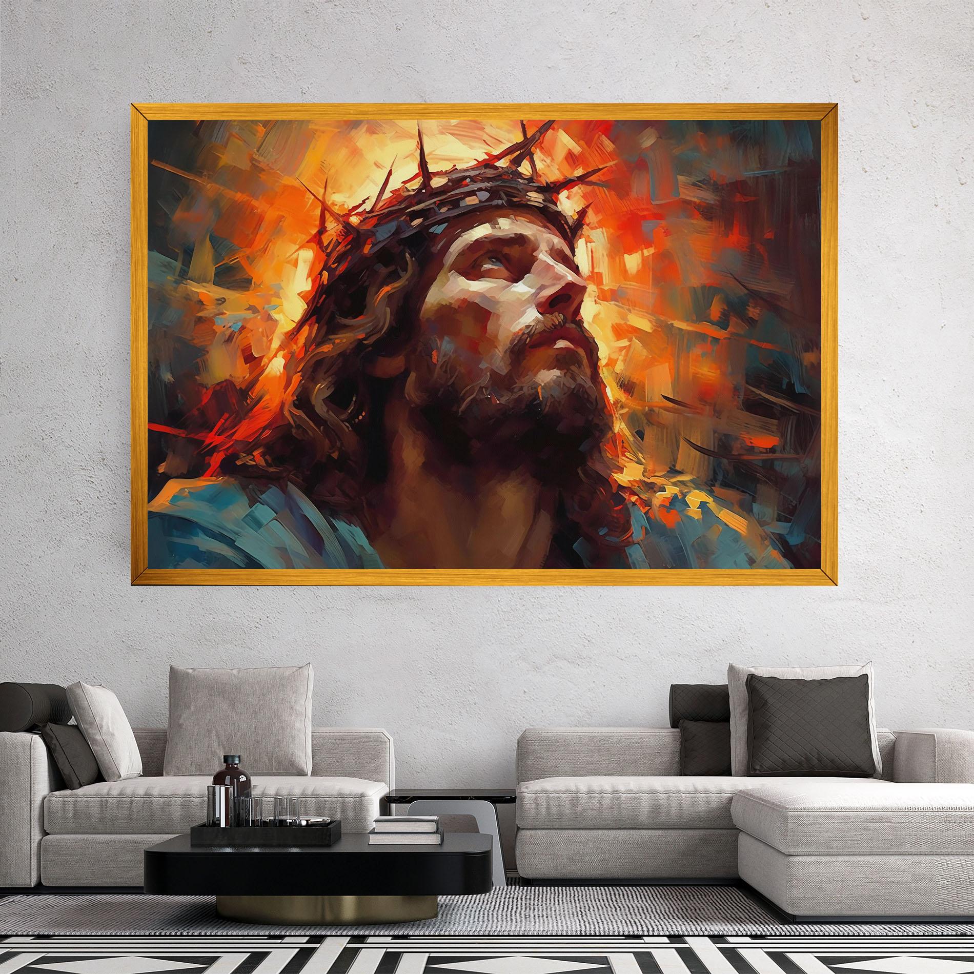 Картина на платно Jesus Crown Light mockup 2