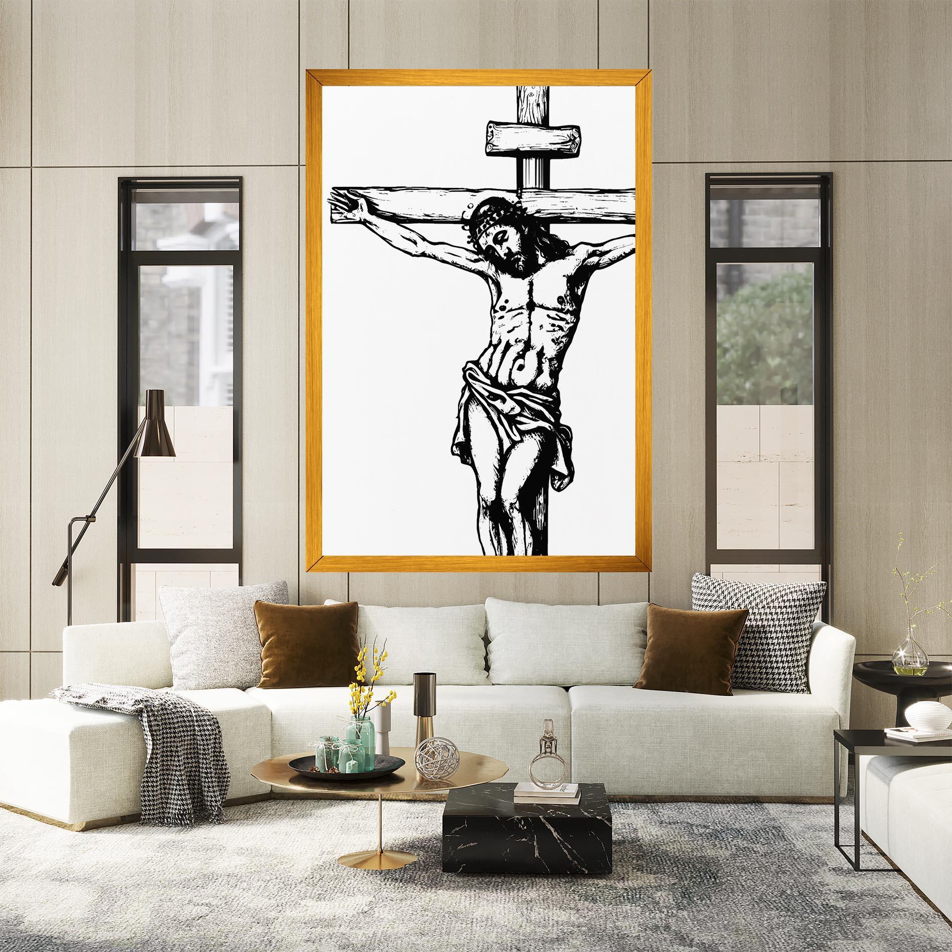Картина на платно Jesus Black Line mockup 2