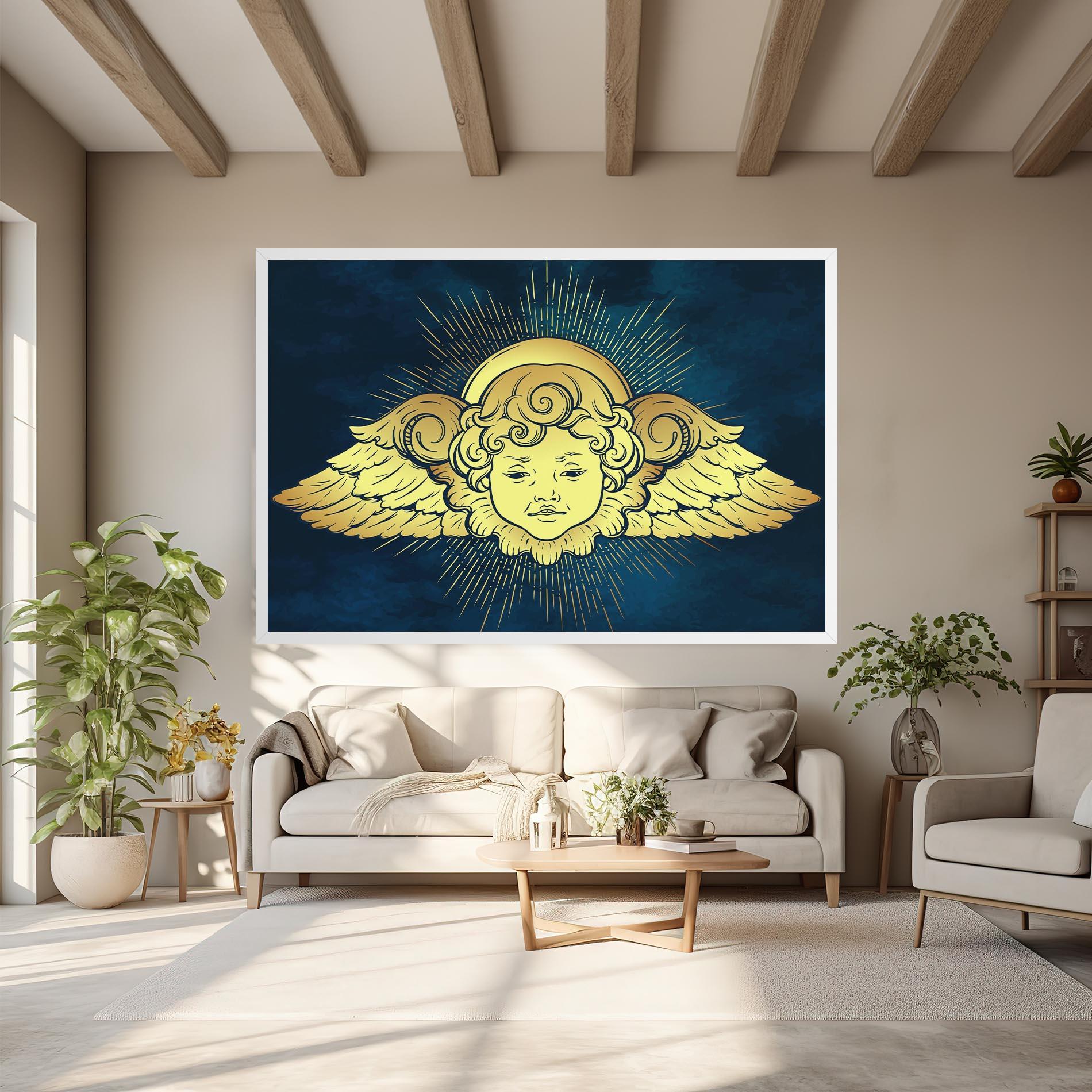 Картина на платно Angel Gold Head mockup 6