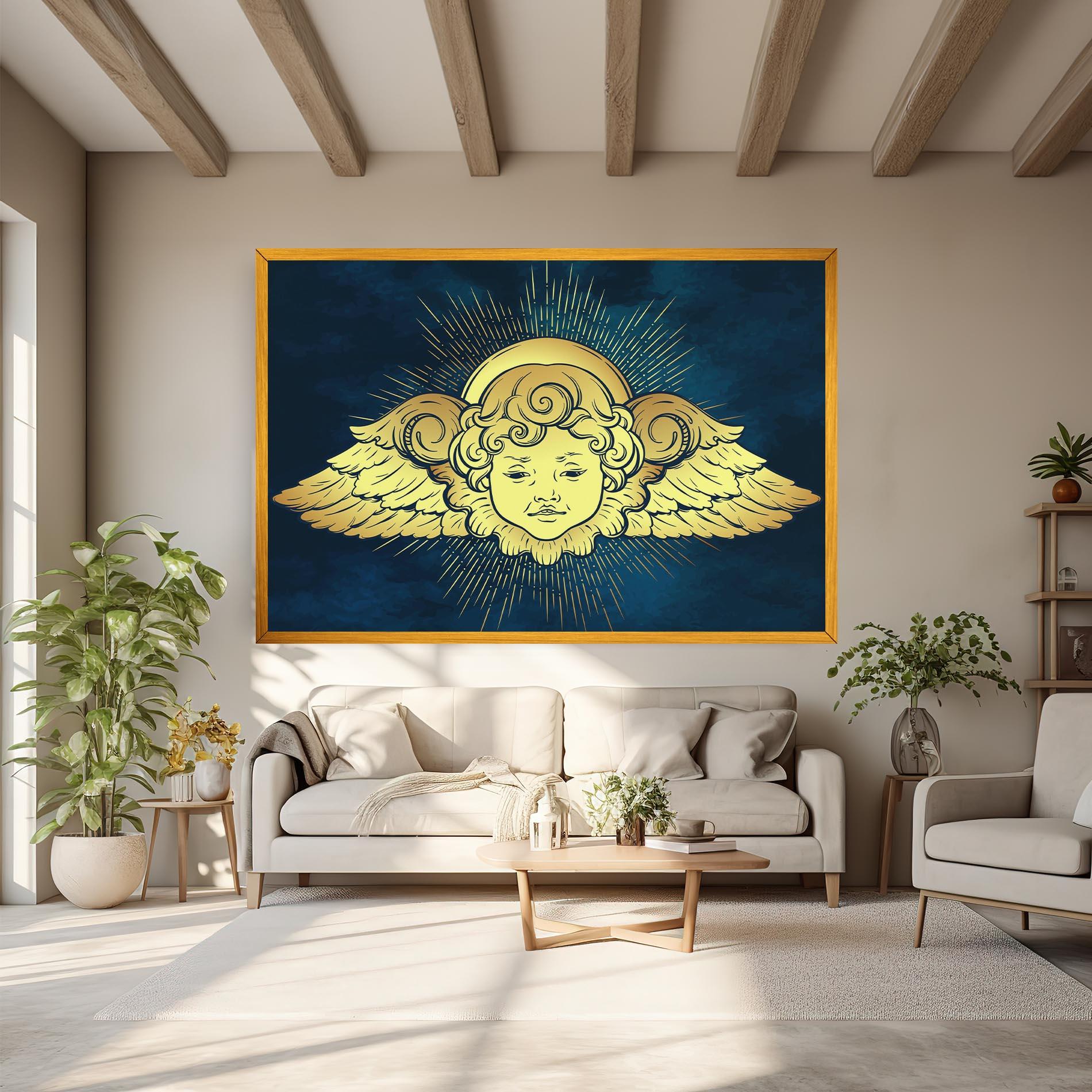Картина на платно Angel Gold Head mockup 6