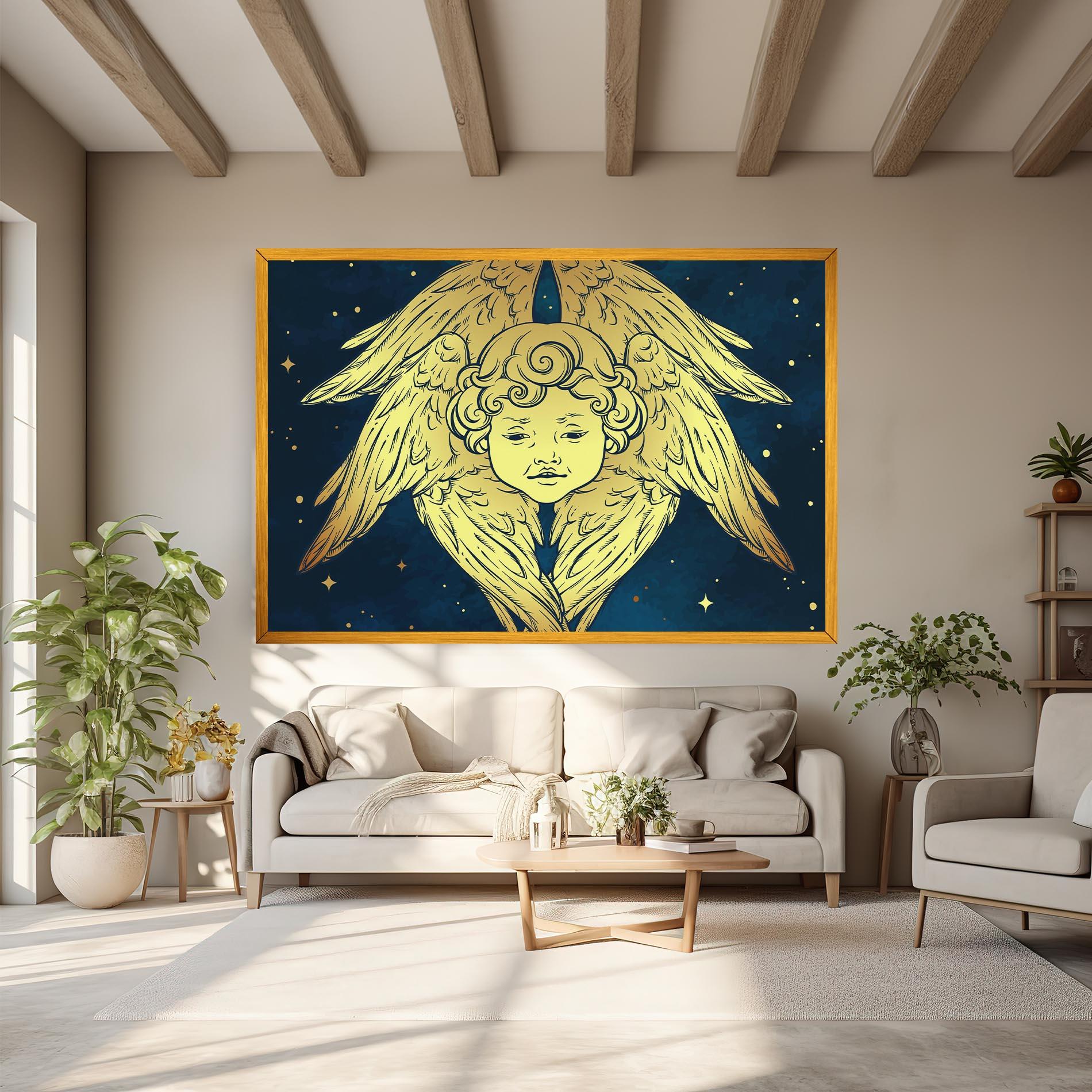 Картина на платно Gold Wings Angel mockup 6