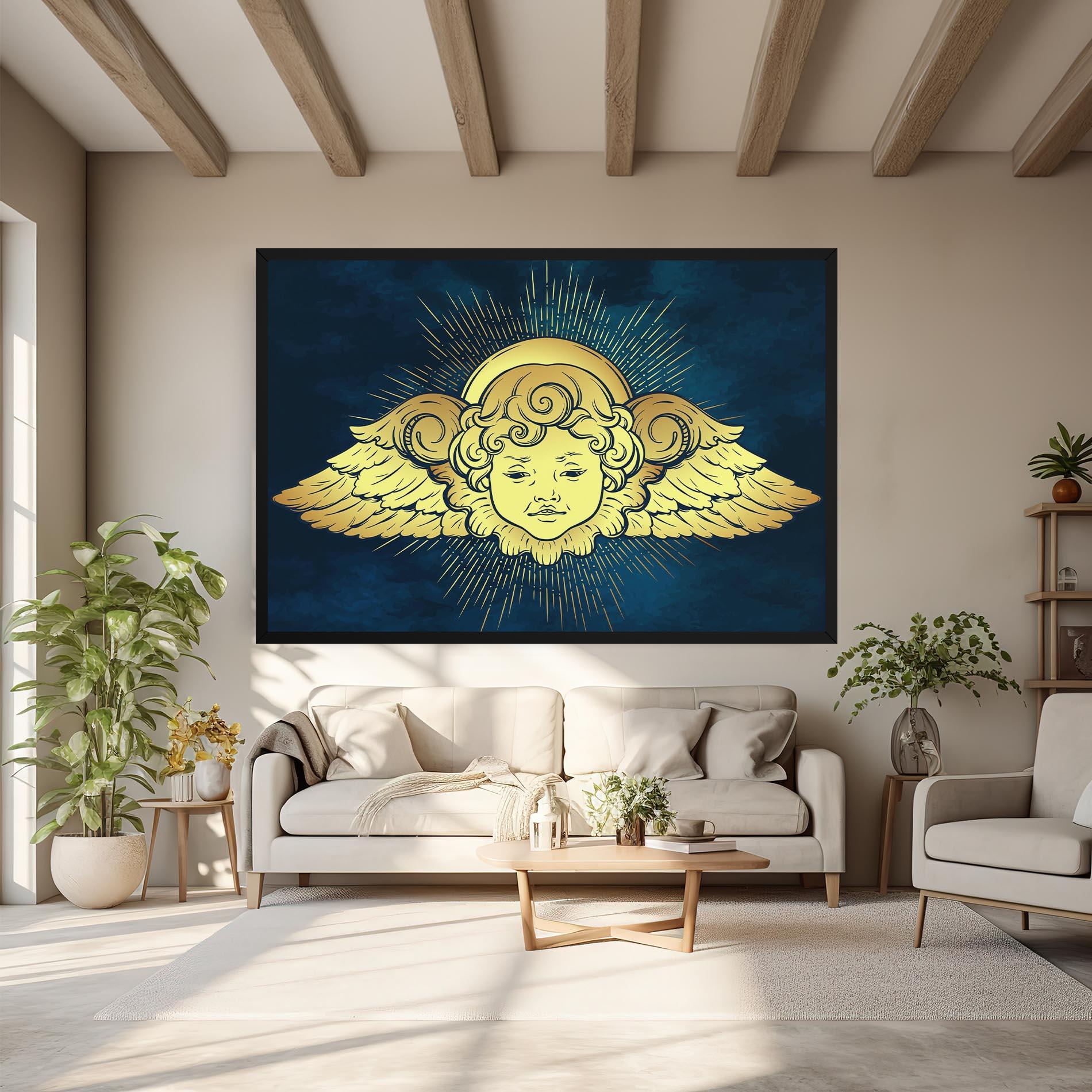 Картина на платно Angel Gold Head mockup 6