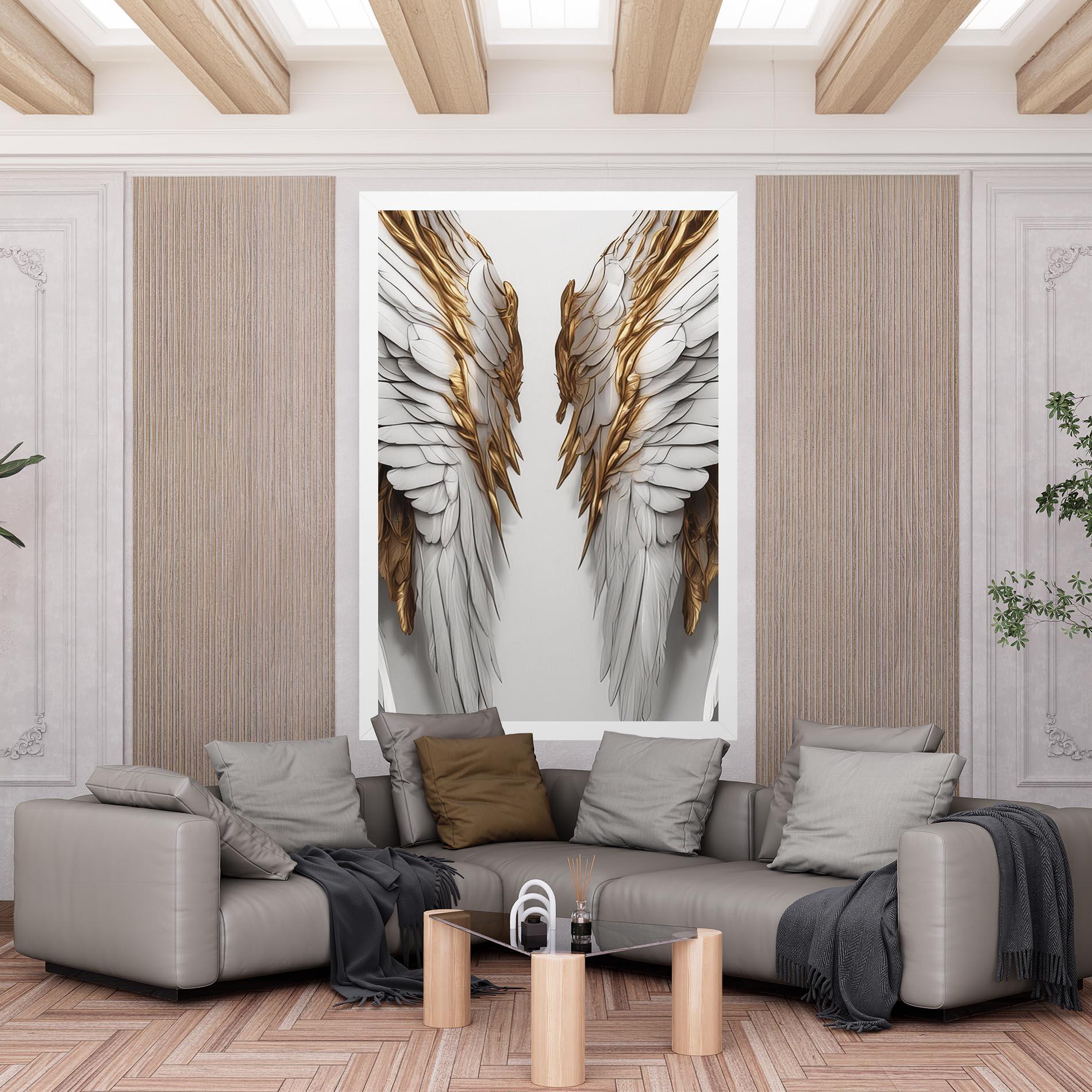 Картина на платно Realistic Gold Angel Wings mockup 6