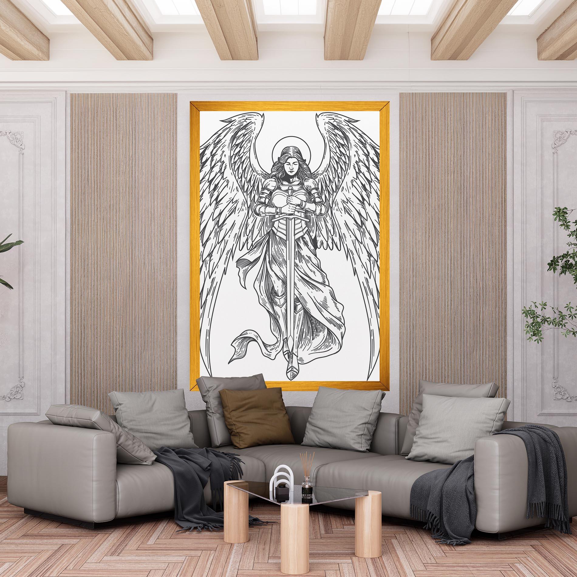 Картина на платно Grey Line Angel mockup 6