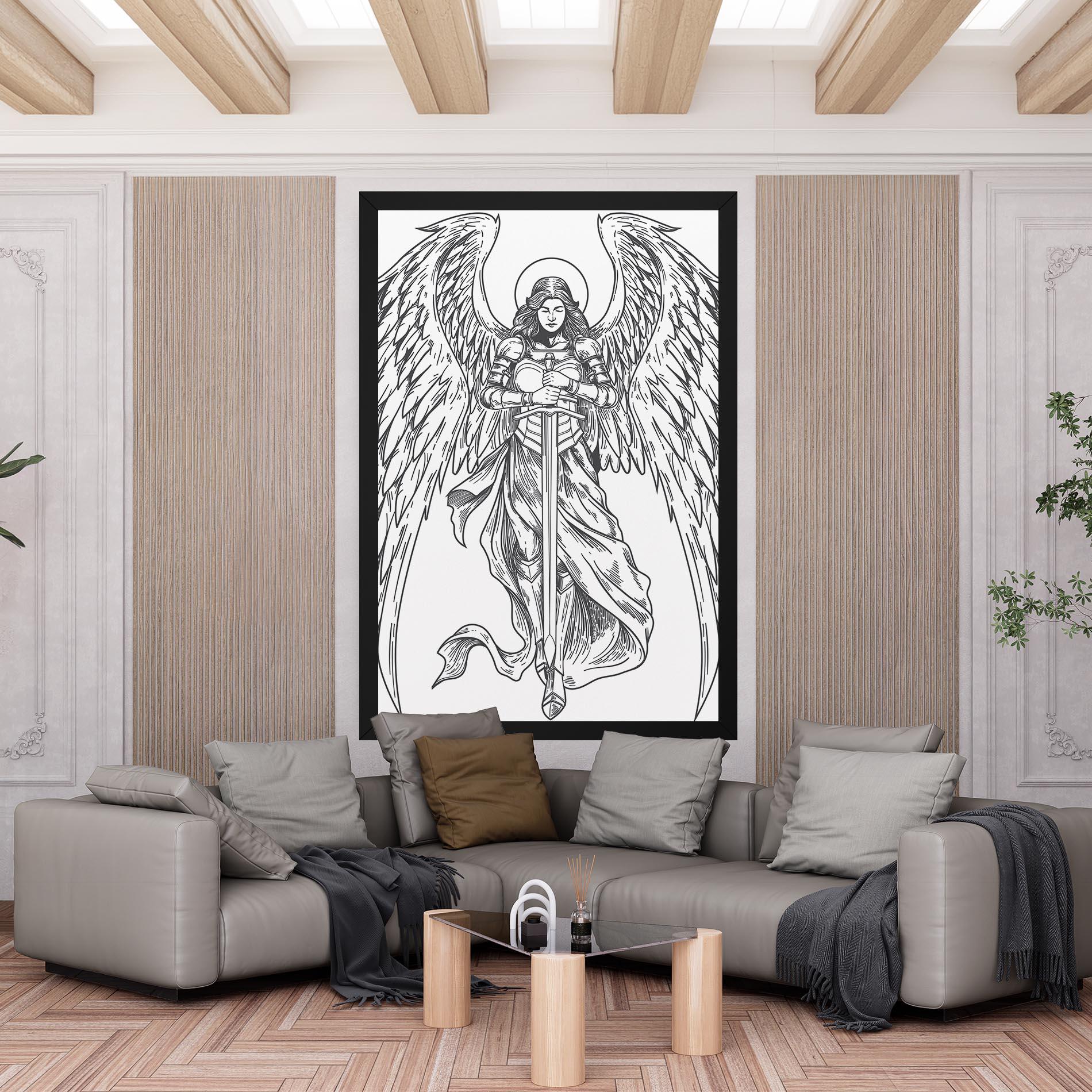 Картина на платно Grey Line Angel mockup 6
