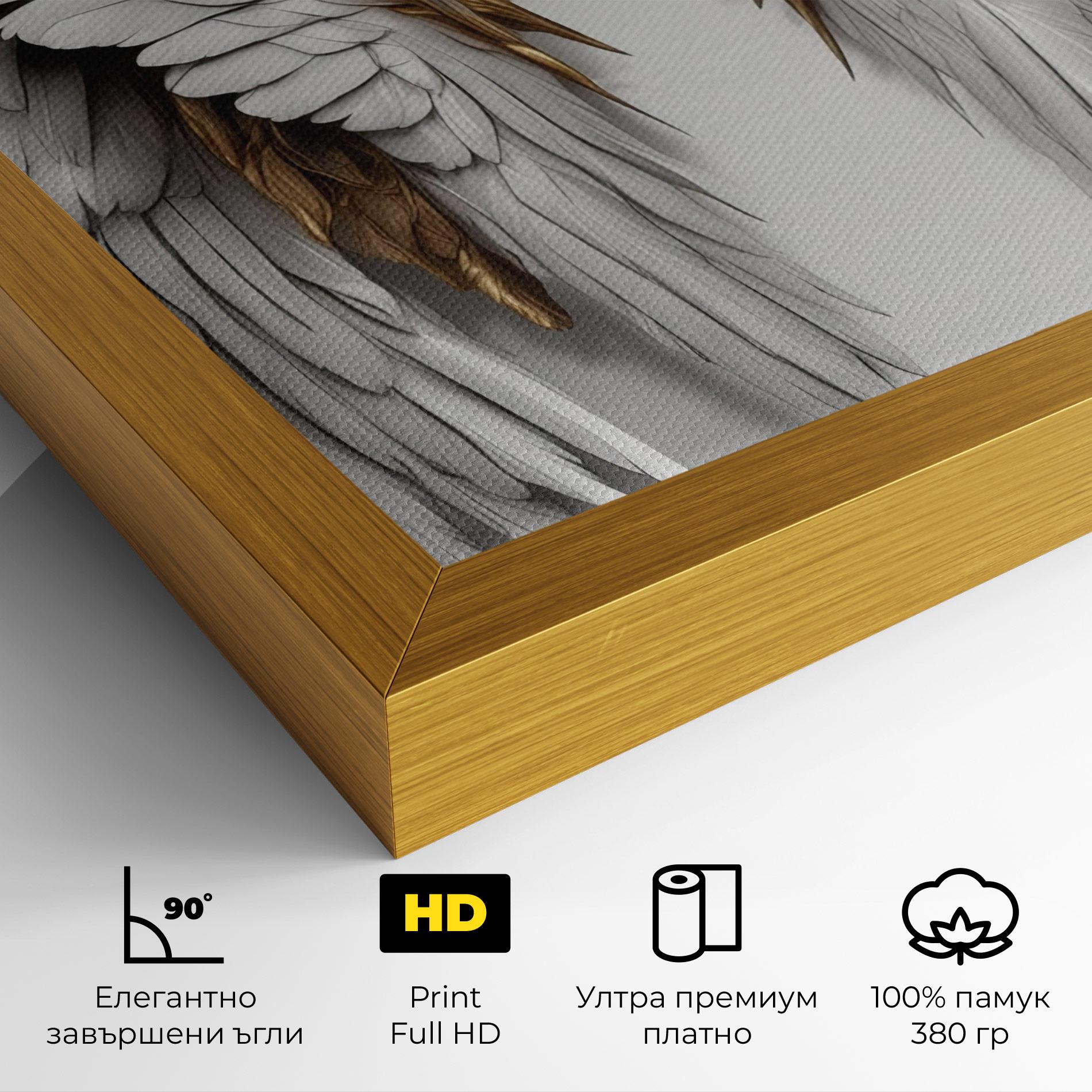 Картина на платно Realistic Gold Angel Wings mockup 4