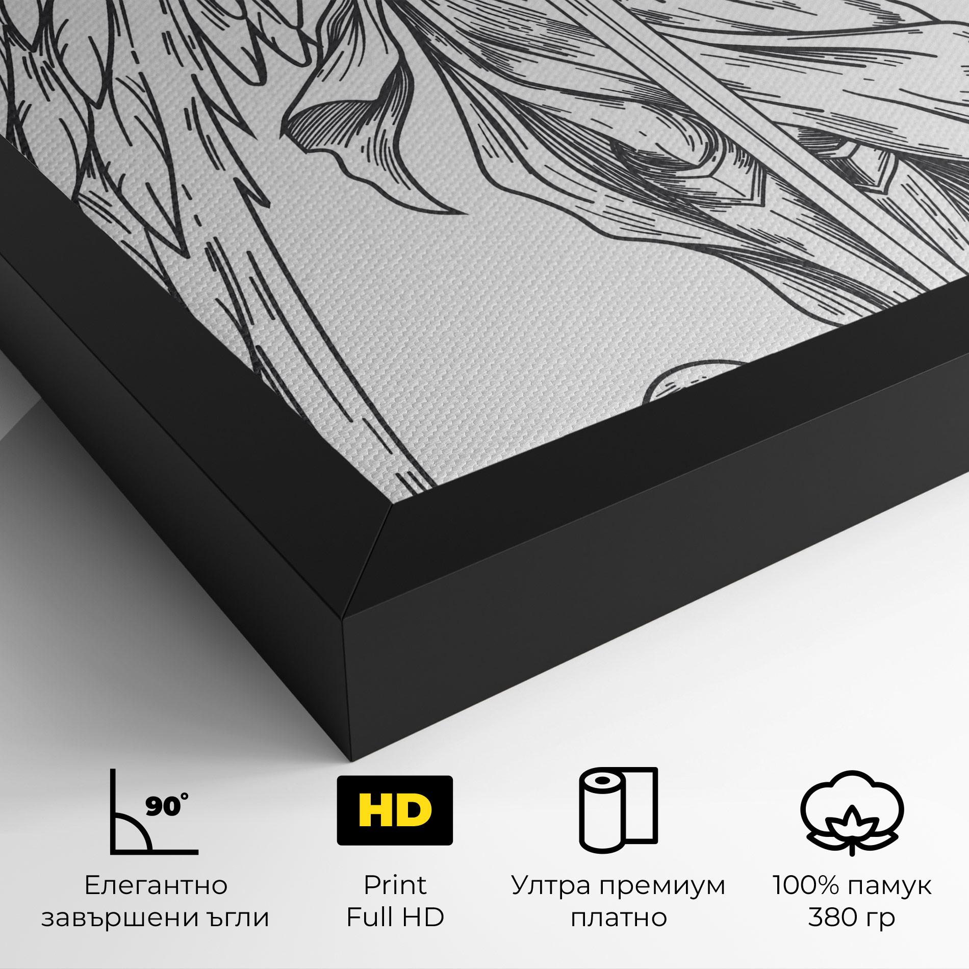 Картина на платно Grey Line Angel mockup 4