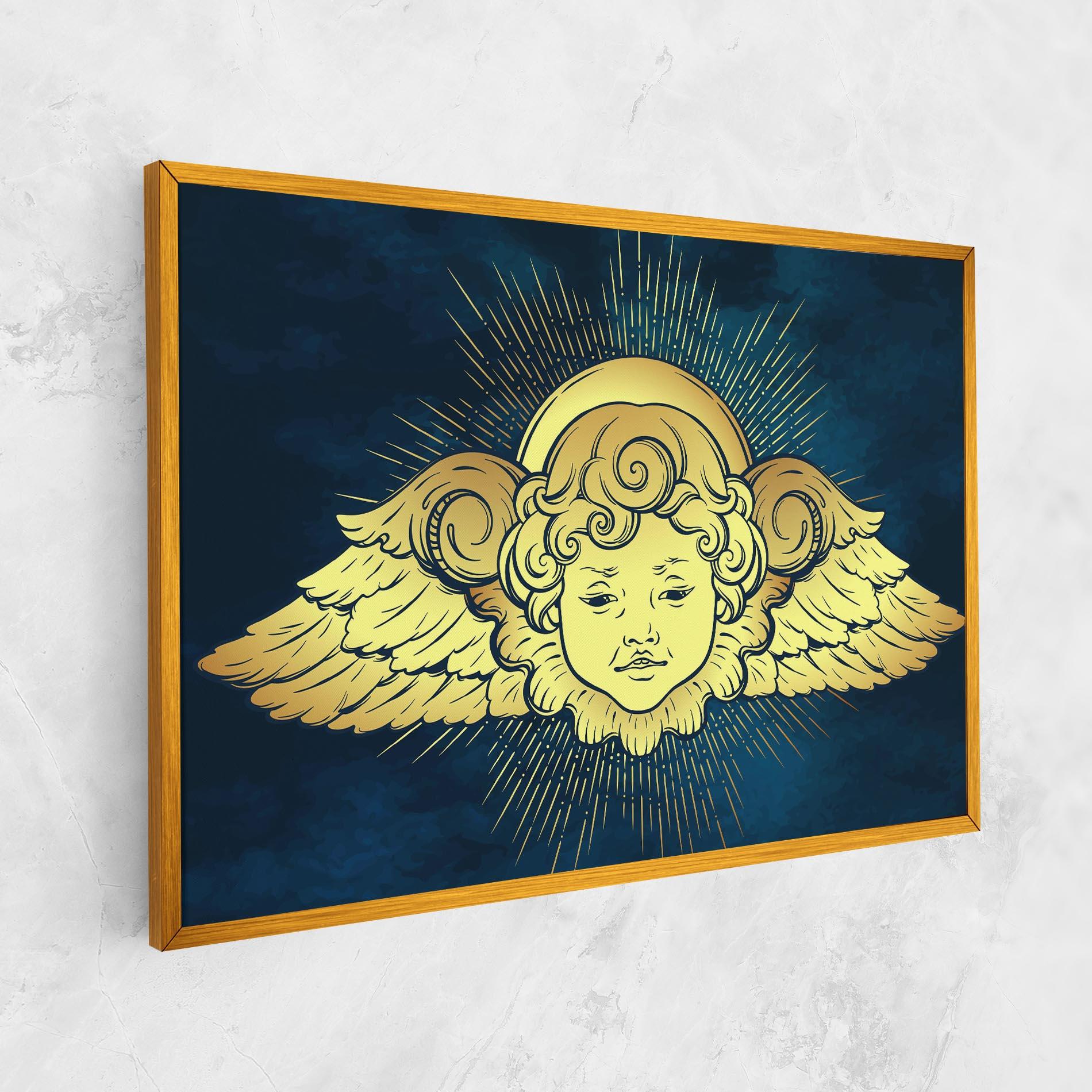 Картина на платно Angel Gold Head mockup 1