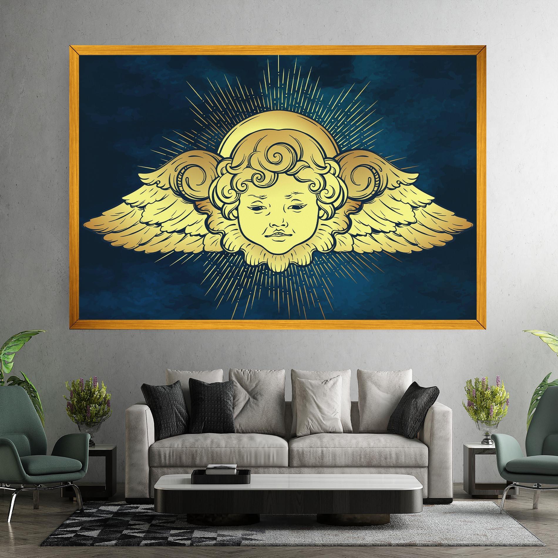 Картина на платно Angel Gold Head mockup 7