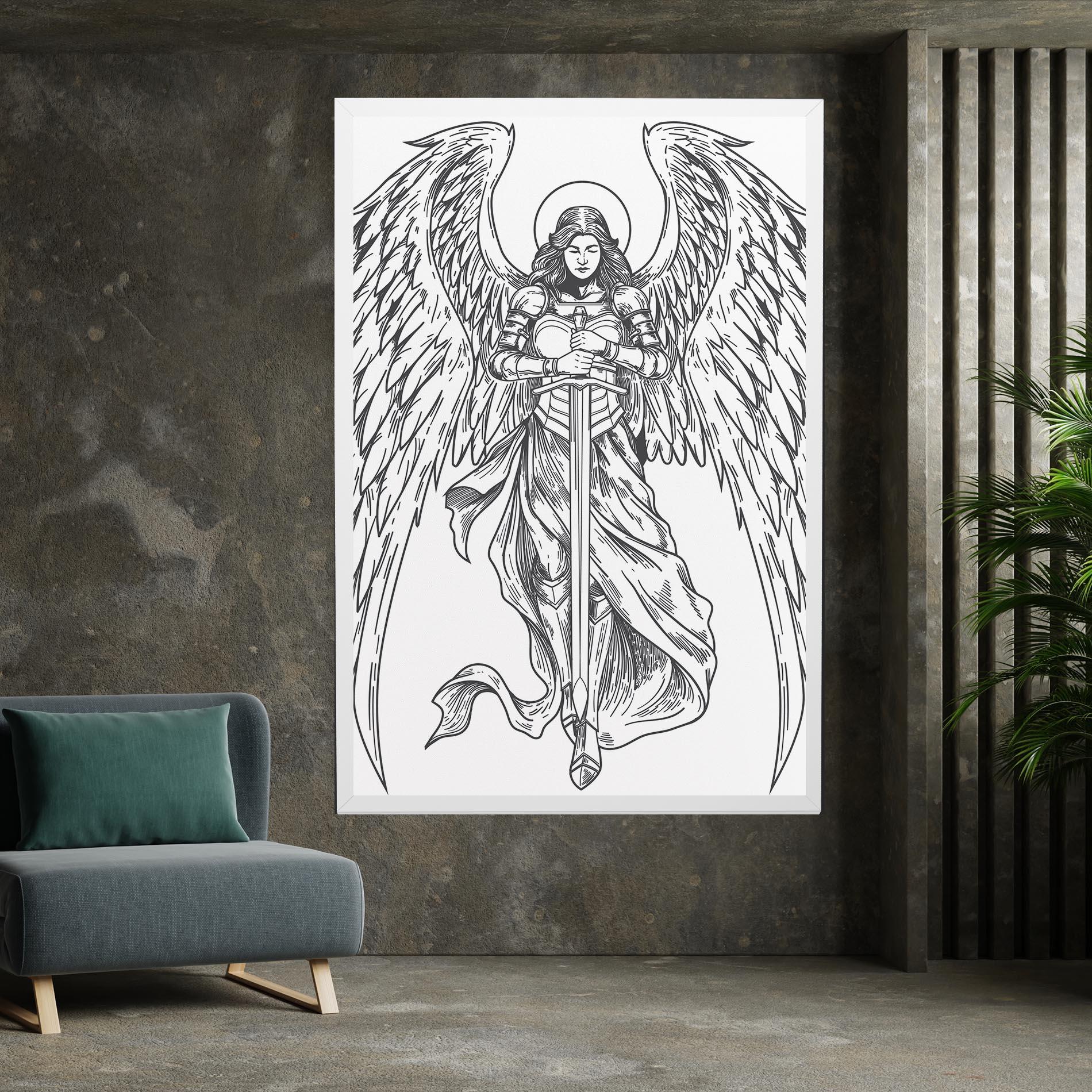 Картина на платно Grey Line Angel mockup 7