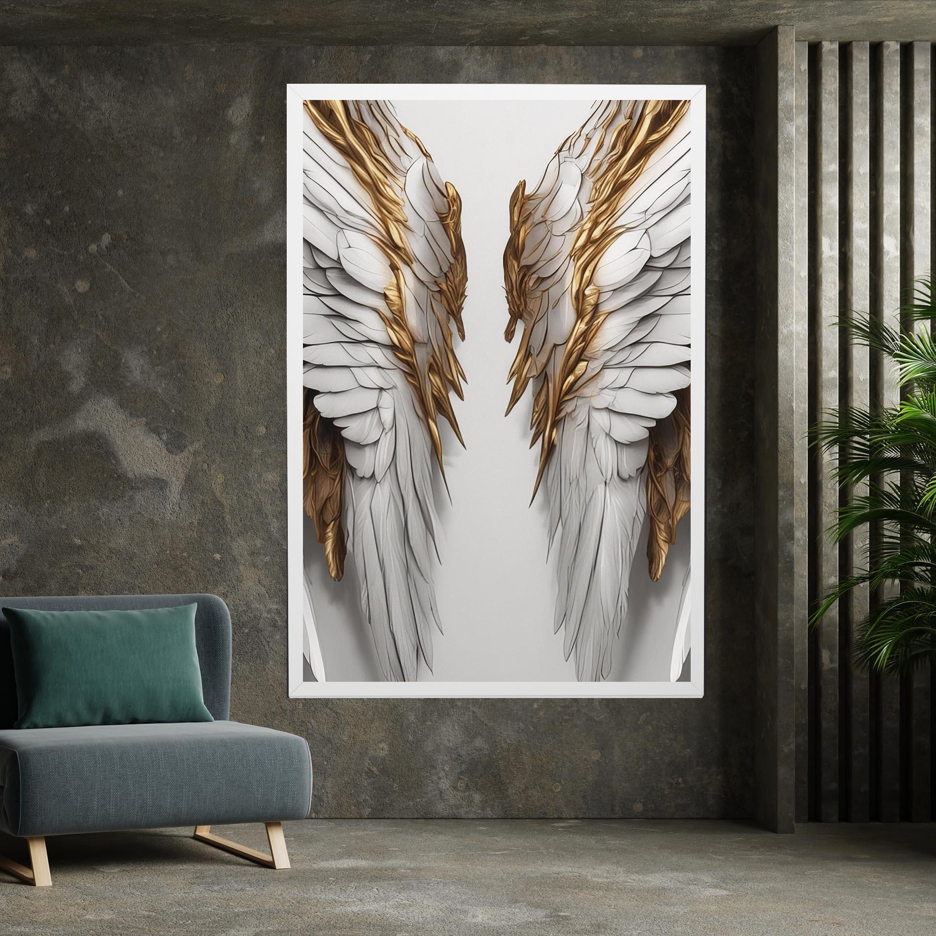 Картина на платно Realistic Gold Angel Wings mockup 7