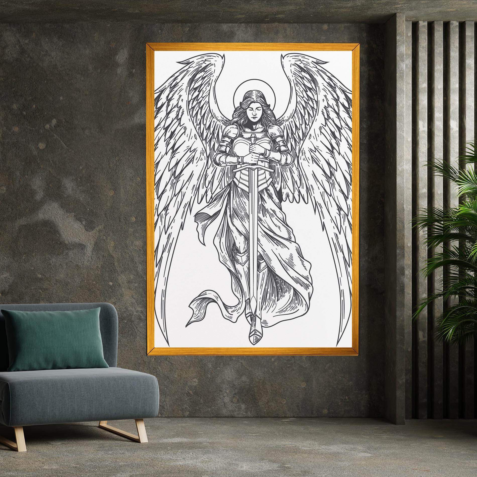 Картина на платно Grey Line Angel mockup 7