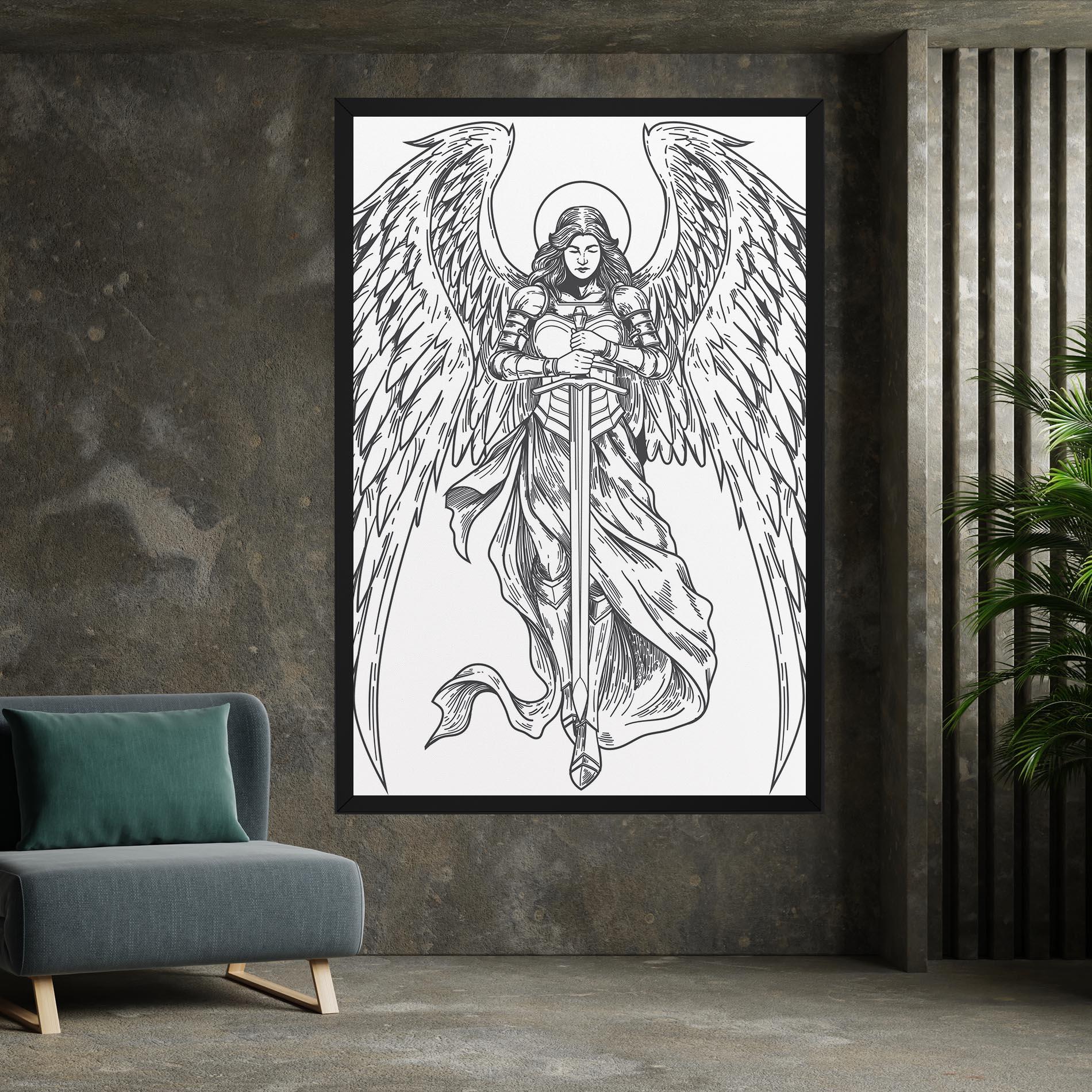 Картина на платно Grey Line Angel mockup 7